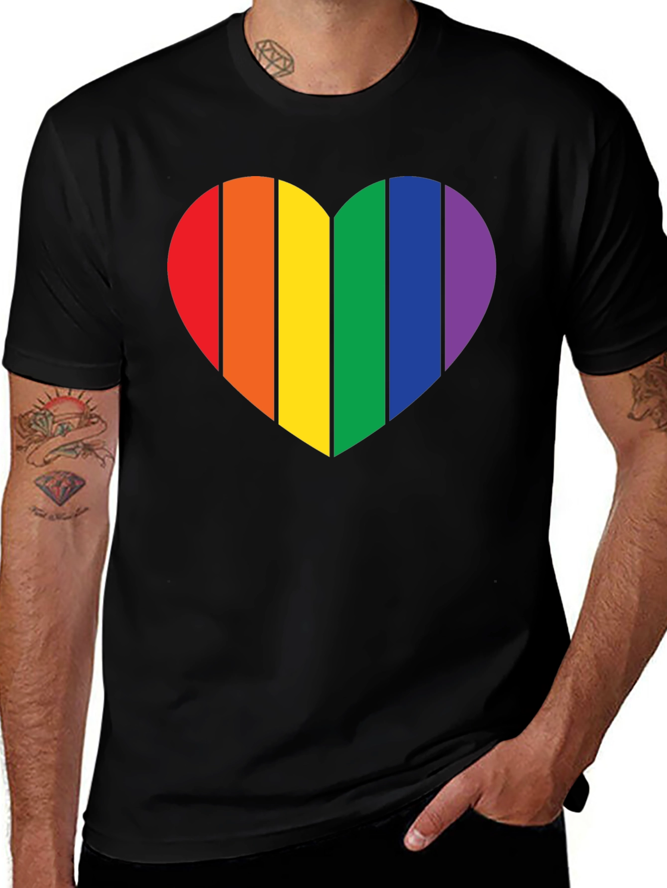 Variant 22 of Pride Heart Graphic Tee - Black Cotton Blend