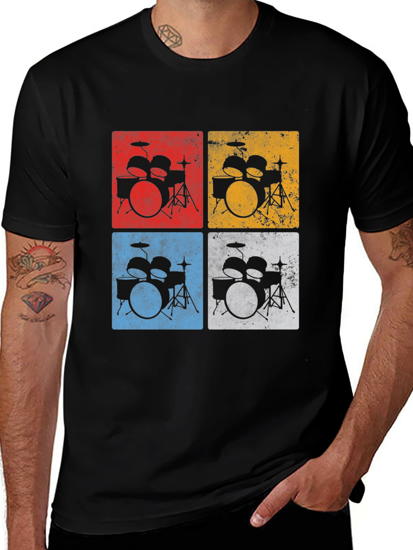 Variant 4 of Retro Drum Kit T-Shirt - Musician's Tee