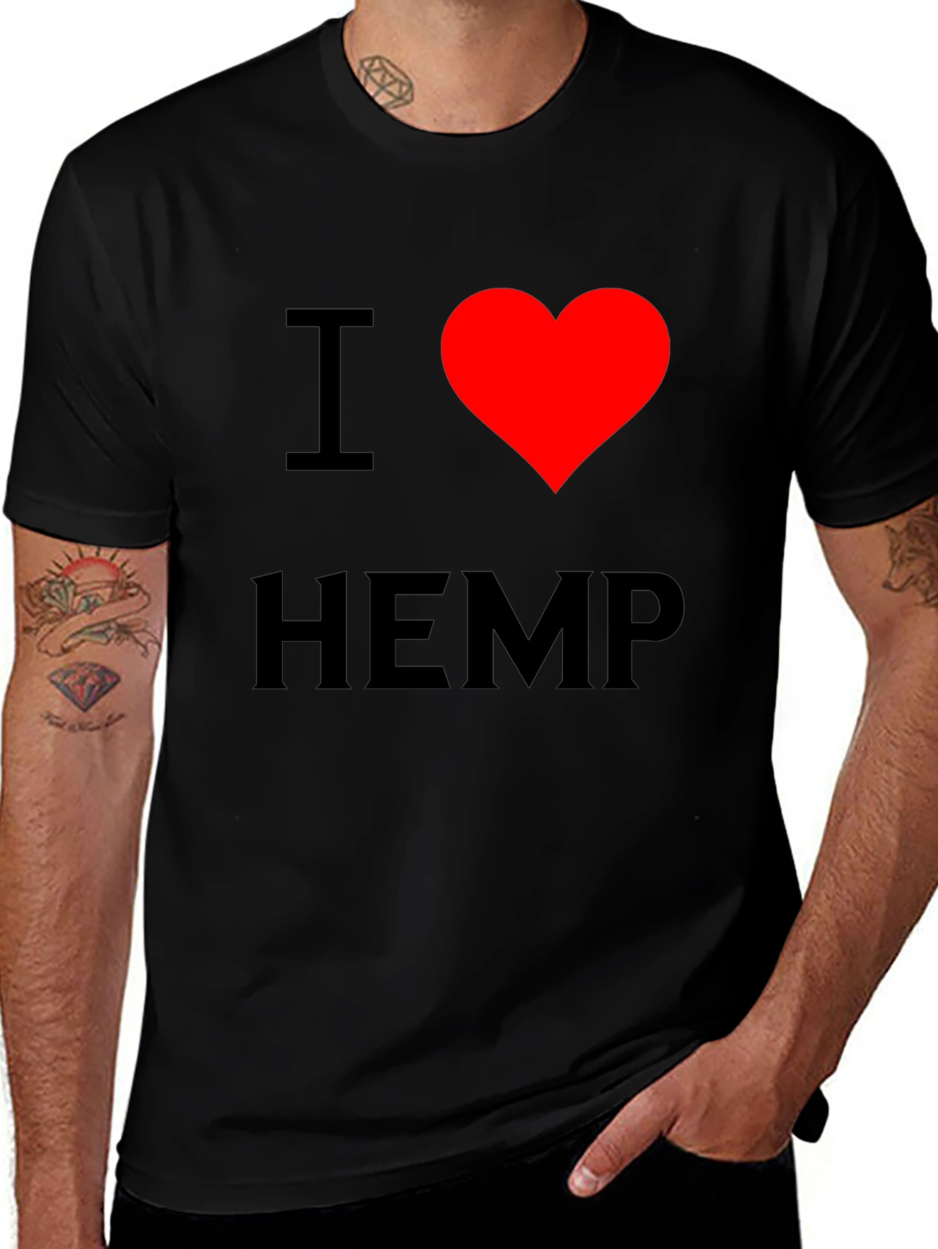 Variant 30 of I Heart Hemp Black T-Shirt - Love Cannabis Tee