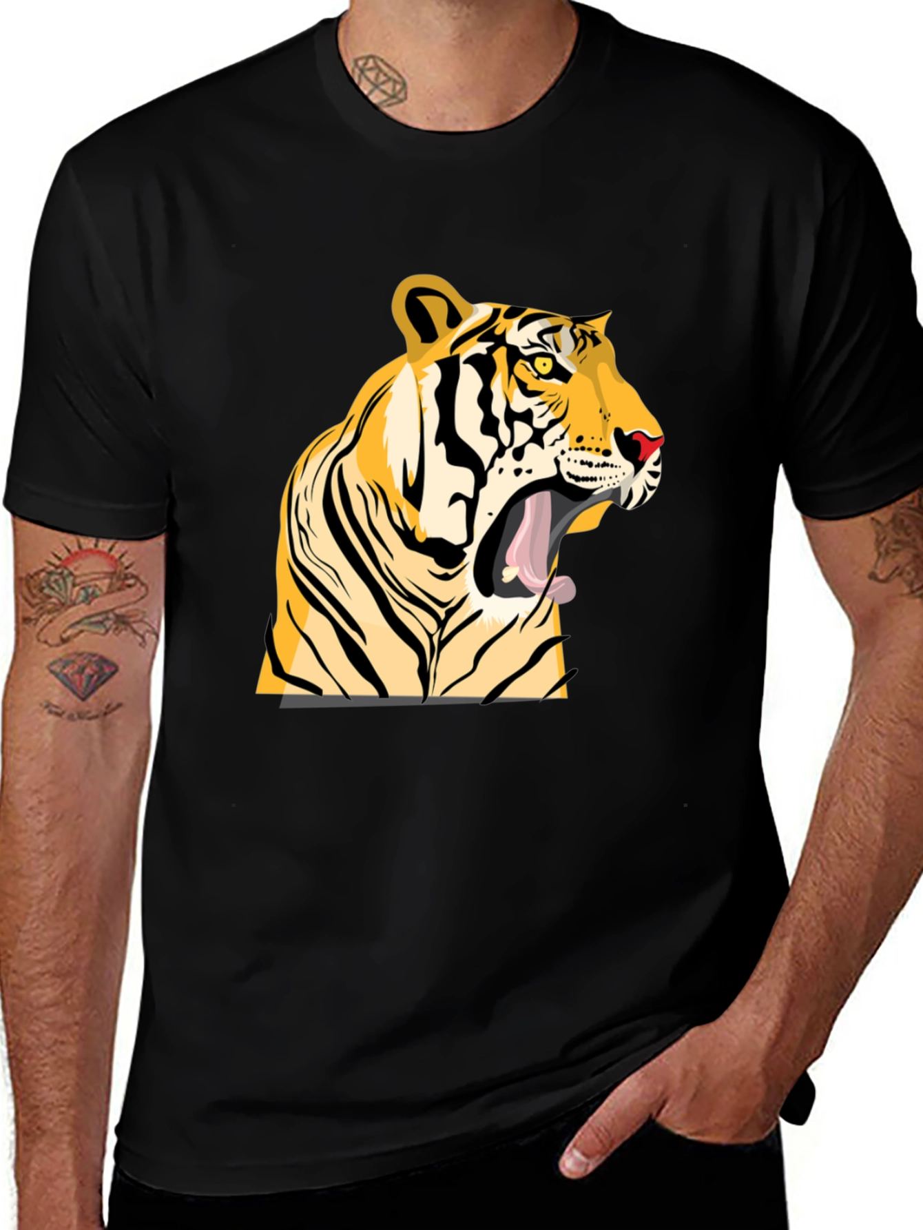 Variant 11 of Tiger Graphic Tee - Bold Black T-Shirt