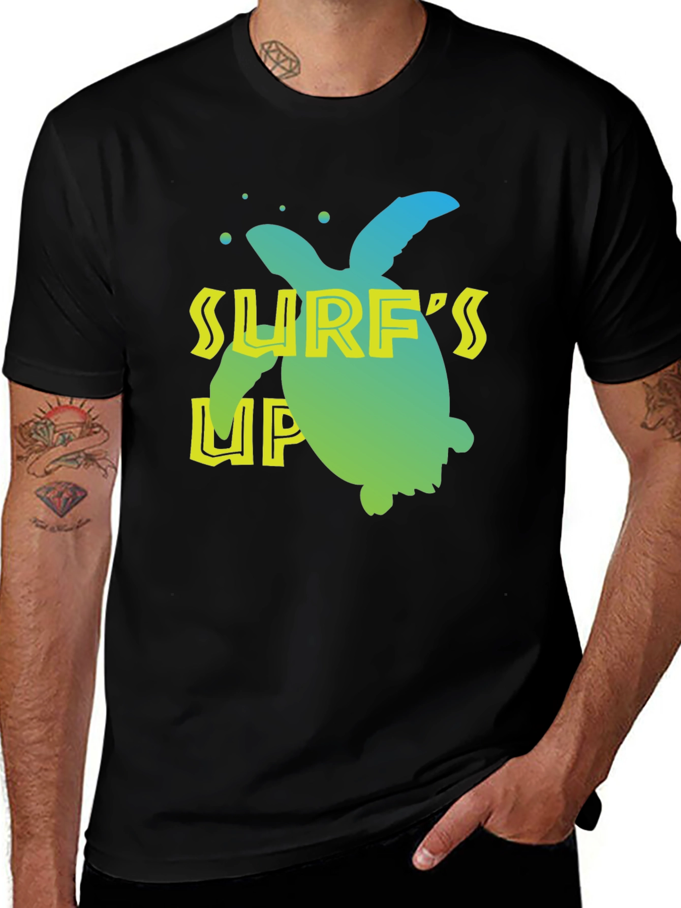 Variant 30 of Surf's Up Turtle Graphic Tee - Black