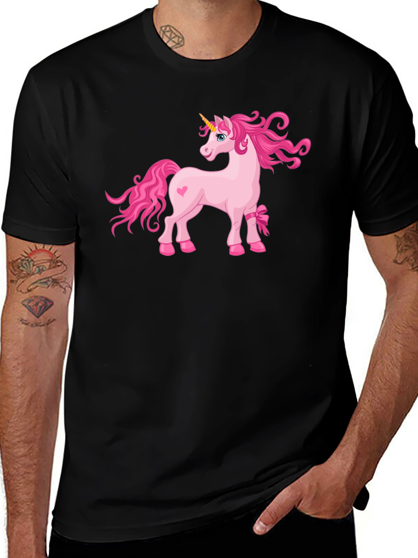 Variant 26 of Unicorn Graphic Tee - Black Cotton Blend