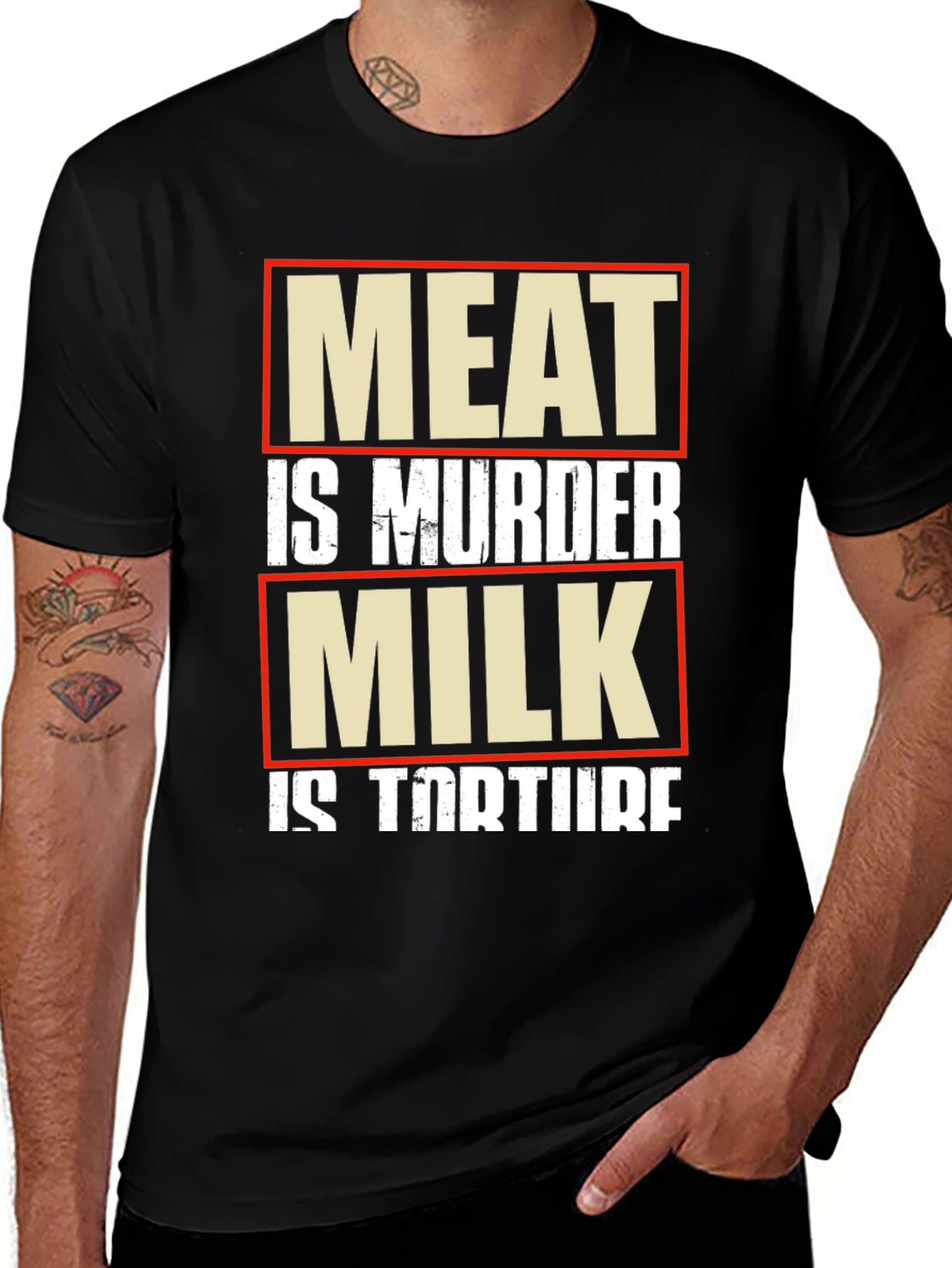 Variant 6 of Meat is Murder Milk is Torture Vegan T-Shirt