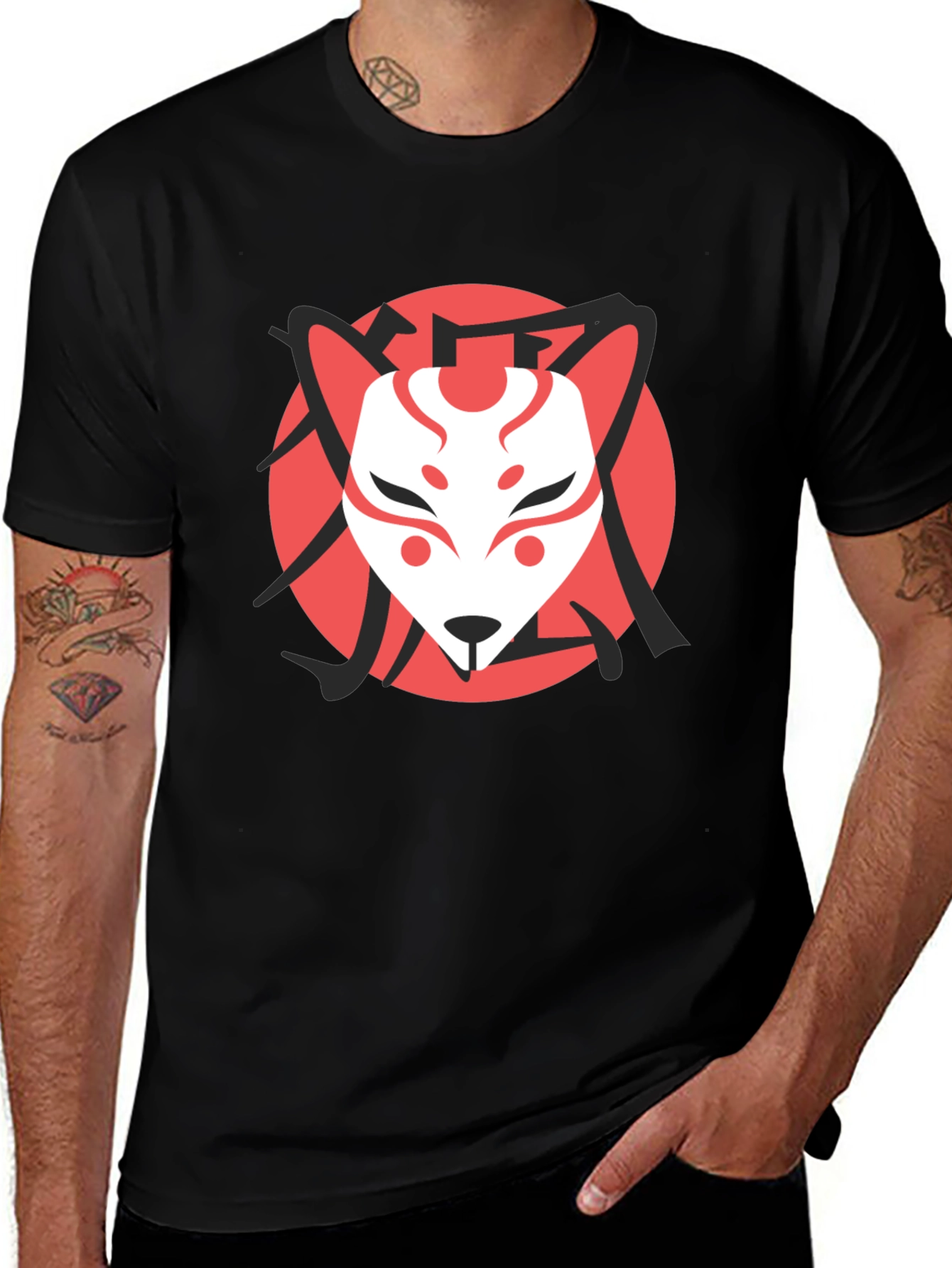 Variant 20 of Fox Mask Graphic Tee - Unique Anime Style
