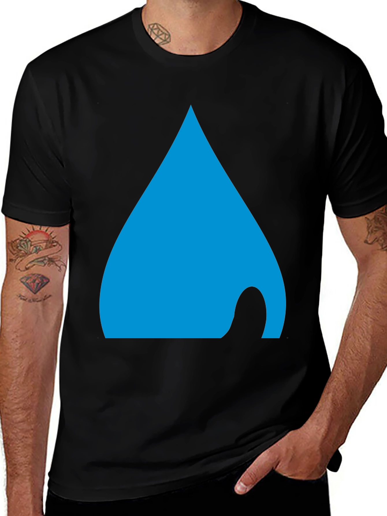 Variant 11 of Men's Black T-Shirt with Abstract Blue Design