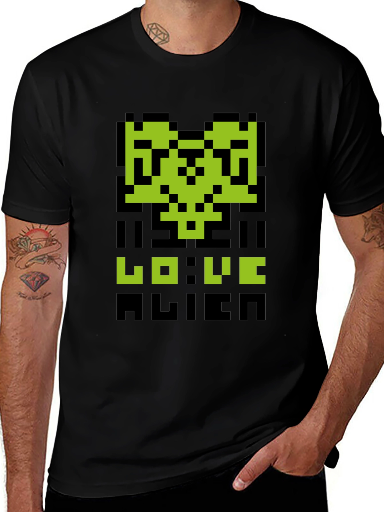 Pixelated Alien Love T-Shirt