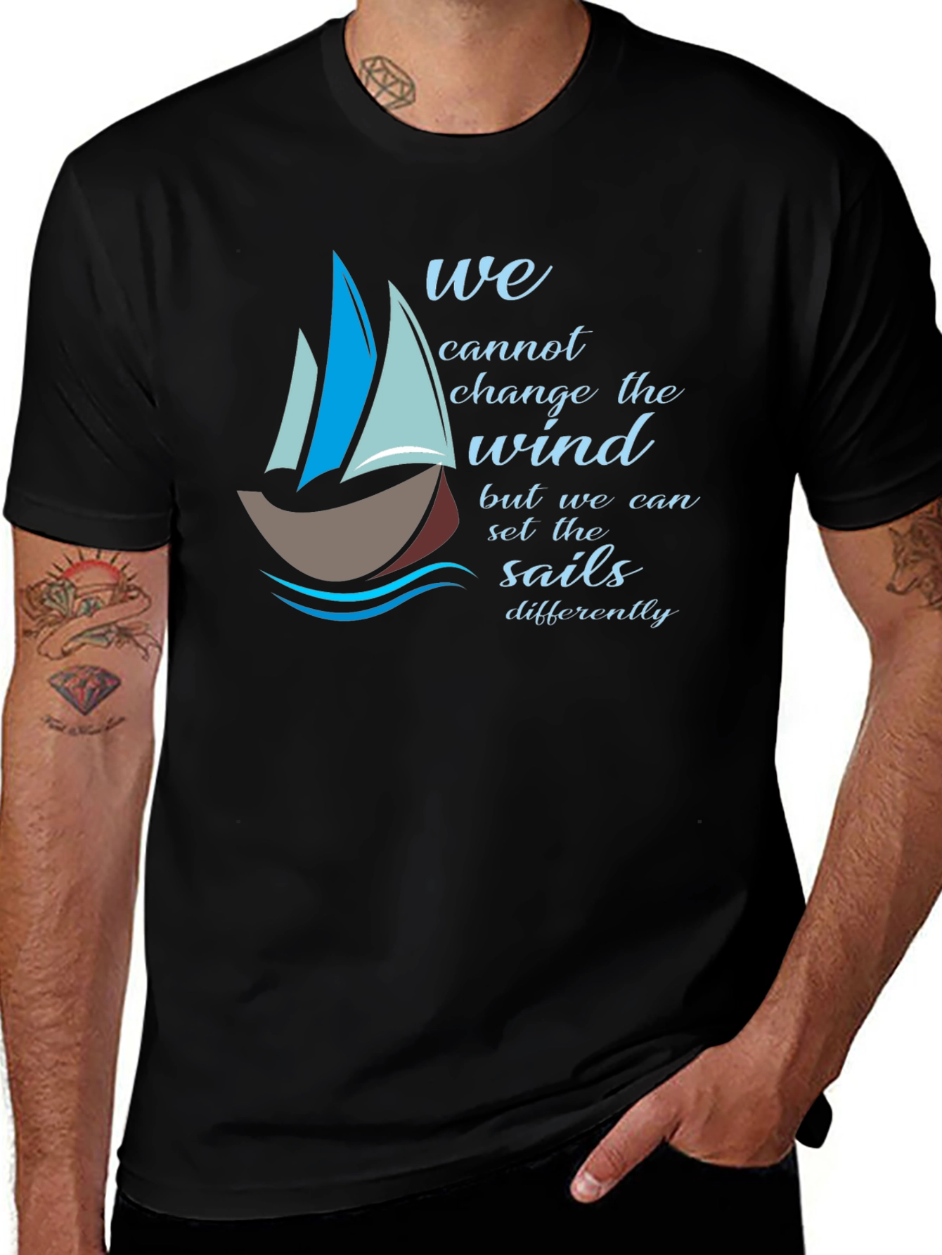 Variant 19 of Inspirational Sailing T-Shirt - Change the Sails
