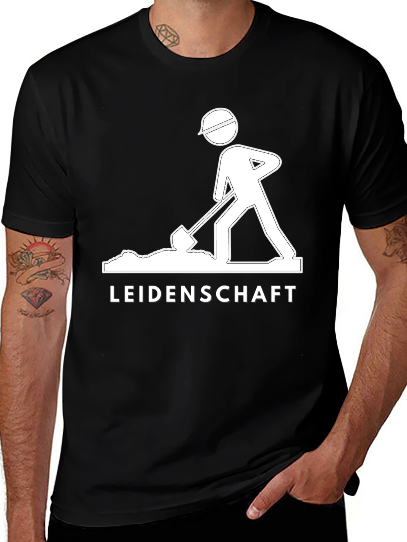 Variant 26 of Leidenschaft Black T-Shirt - Construction Worker Graphic Tee