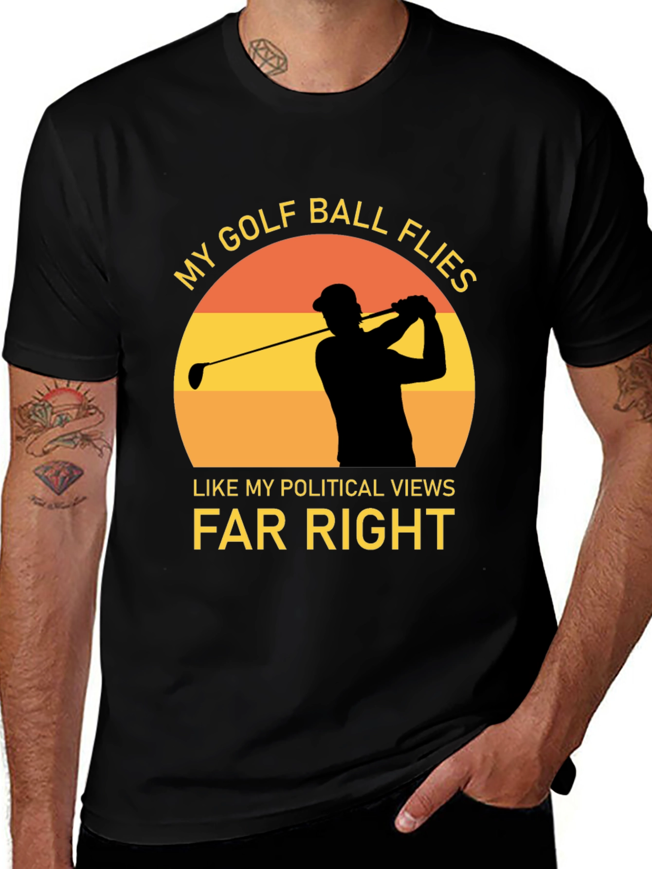 Variant 20 of Golf Ball Flies Far Right Graphic Tee