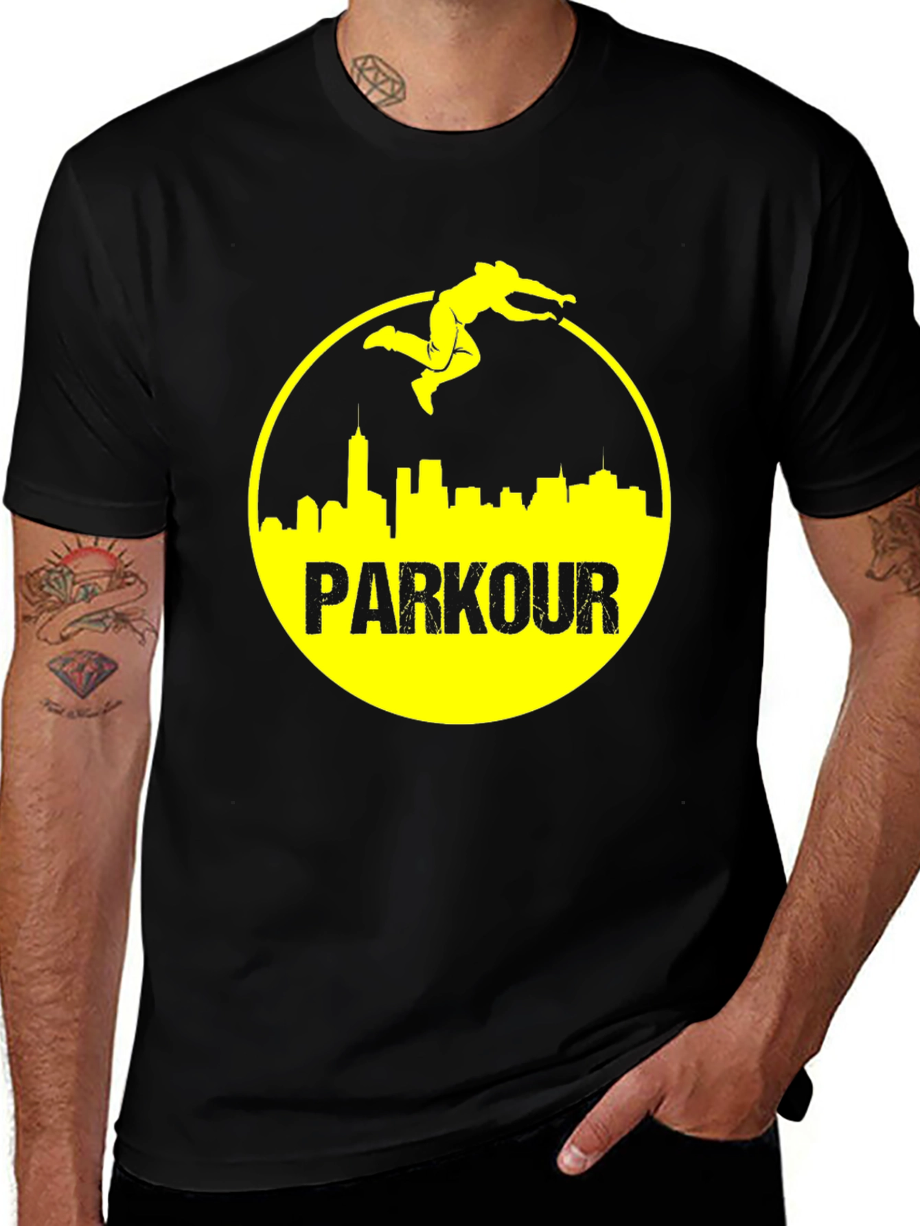 Variant 13 of Parkour Cityscape Graphic T-Shirt - Urban Adventure Wear