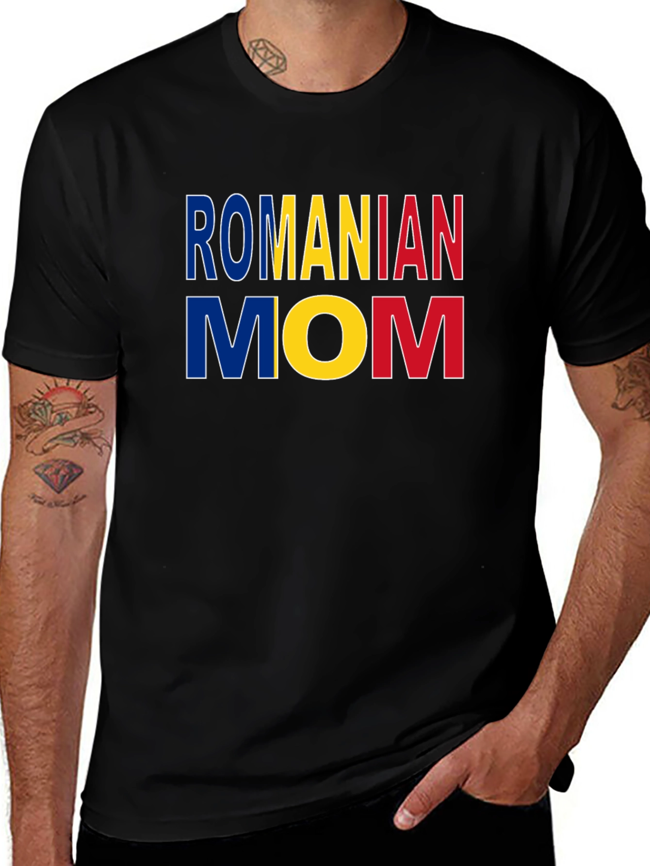Romanian Mom T-Shirt - Flag Colors