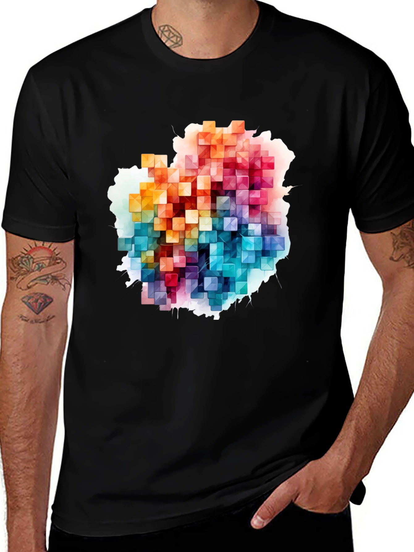Variant 27 of Abstract Geometric Pixel Art Graphic Tee