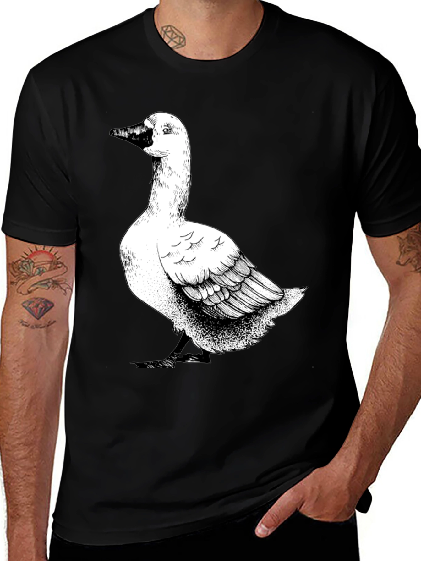 Variant 4 of Goose Graphic T-Shirt - Black Cotton Tee