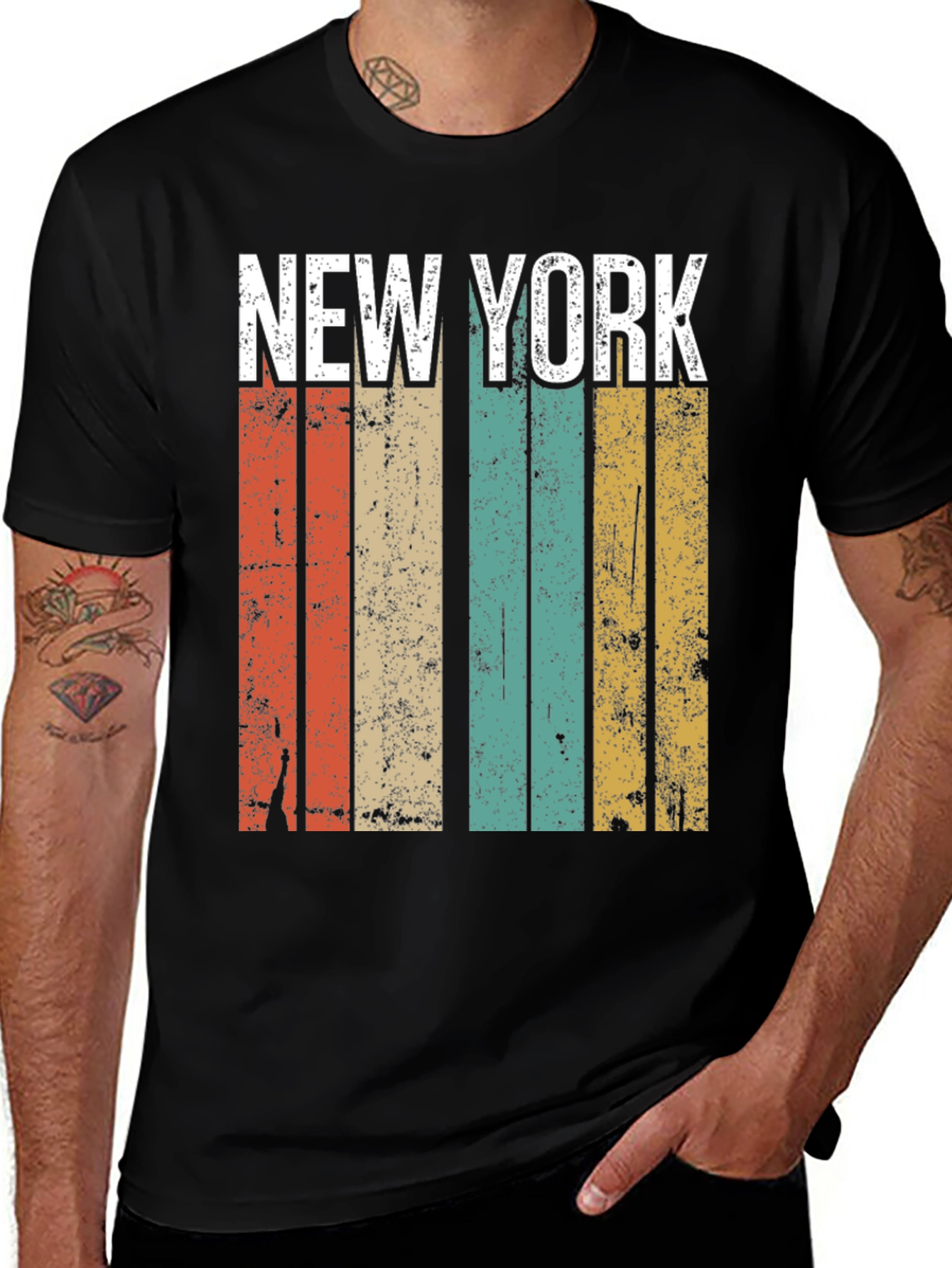Vintage New York Retro Stripe T-Shirt