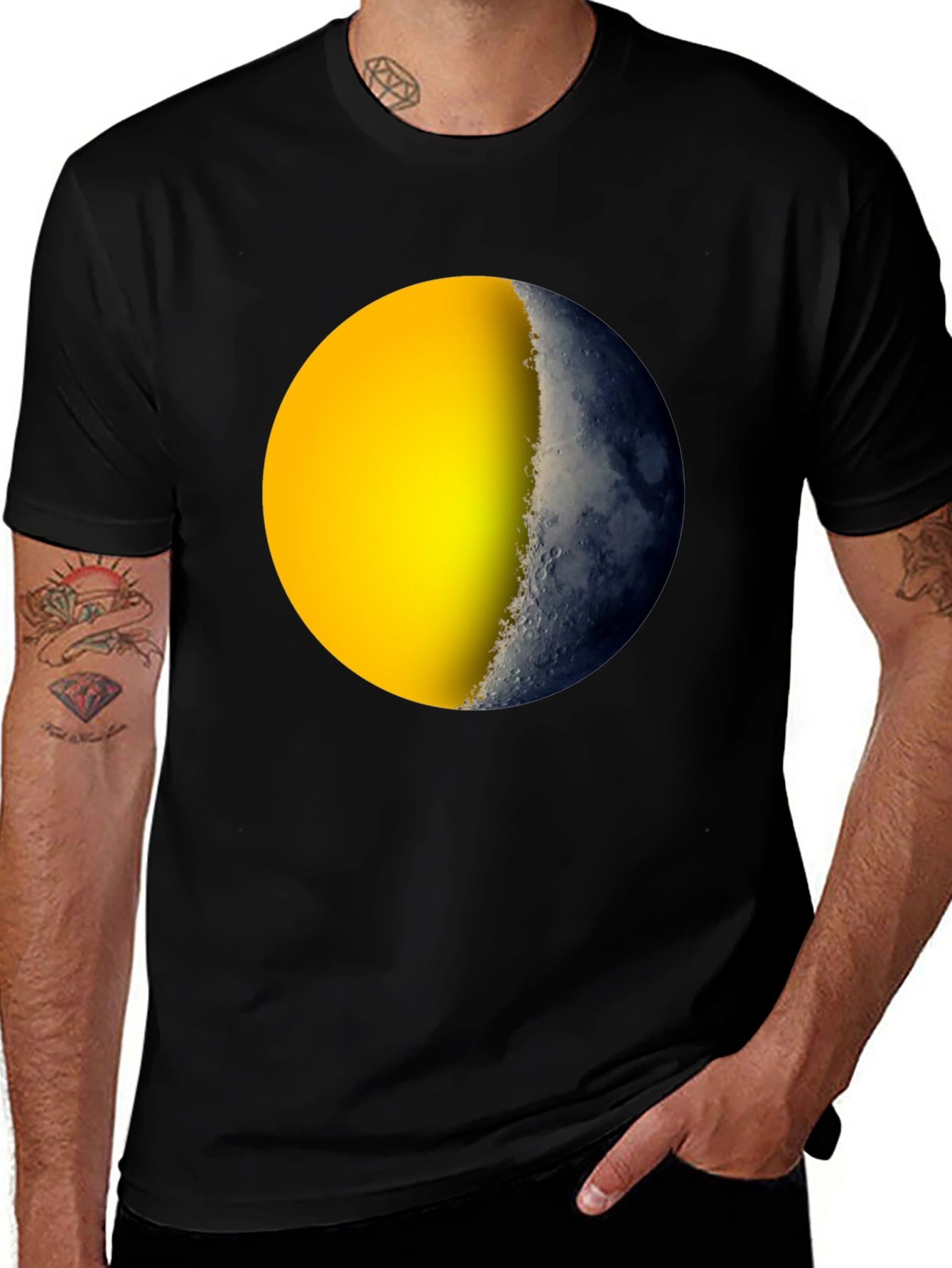 Variant 3 of Sun and Moon Graphic T-Shirt - Stylish Black Tee