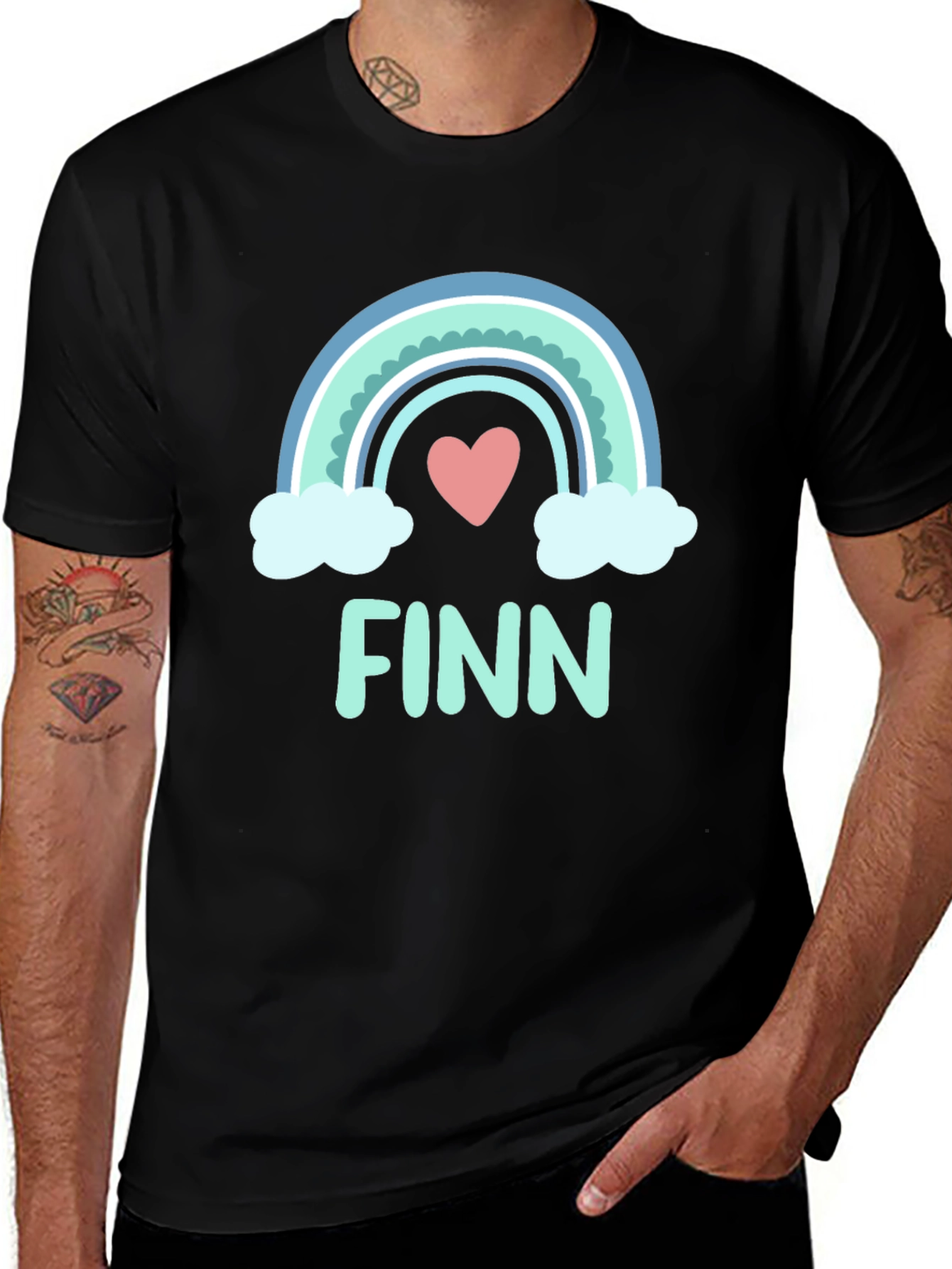 Variant 16 of Finn Rainbow Heart T-Shirt - Personalized Kids Tee