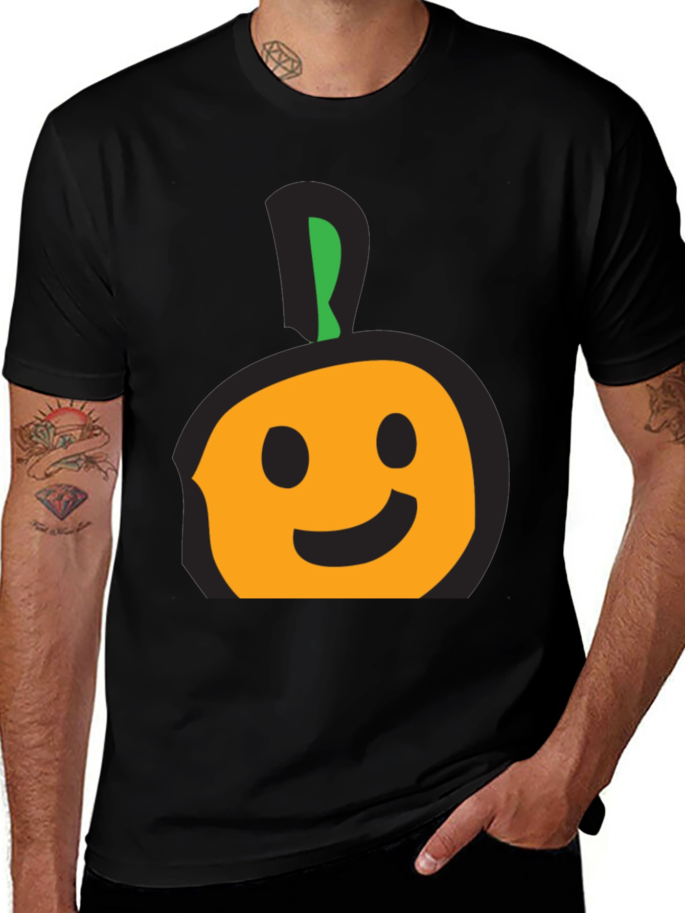 Variant 16 of Whimsical Fruit Graphic Tee - Casual Black T-Shirt