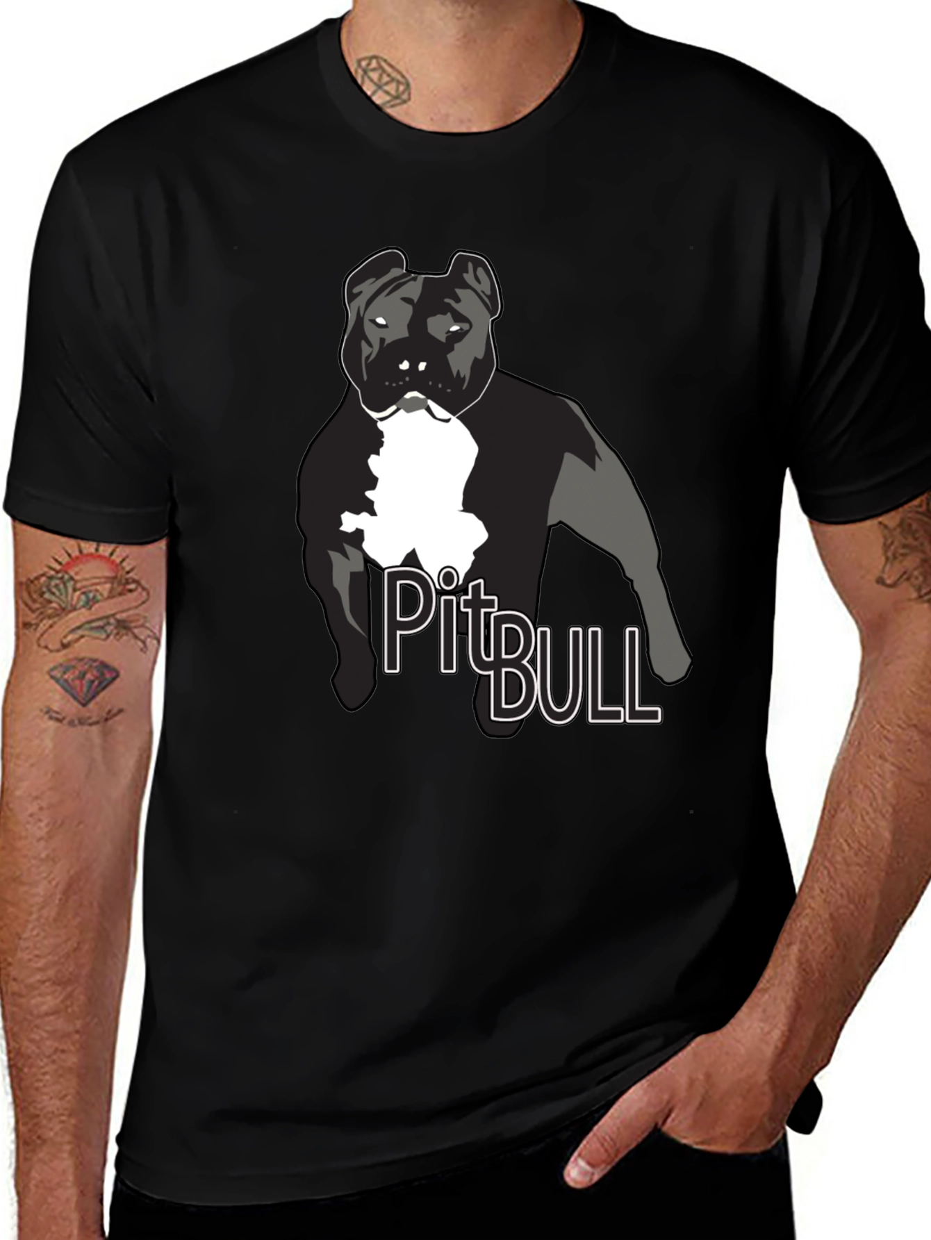Variant 24 of Pitbull Dog Graphic T-Shirt - Black