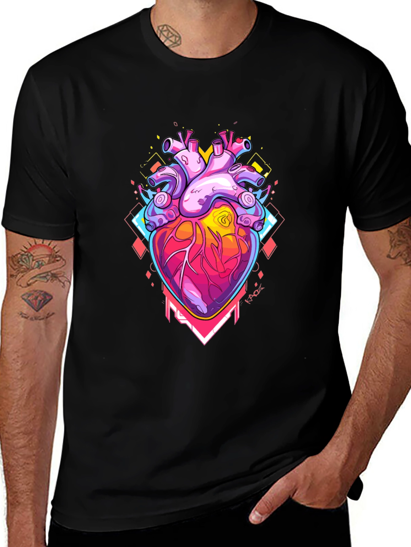 Variant 28 of Anatomical Heart Graphic Tee - Modern Art Style