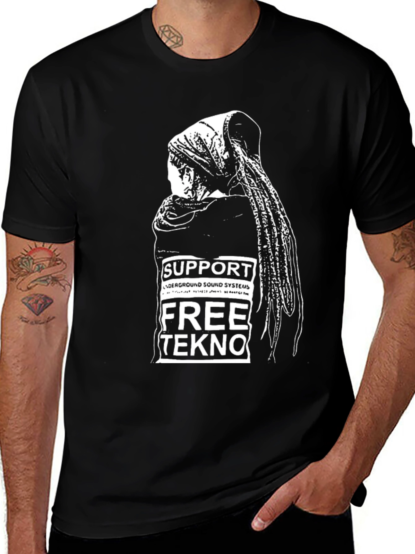 Variant 27 of Support Free Tekno Graphic Tee - Black Cotton Blend