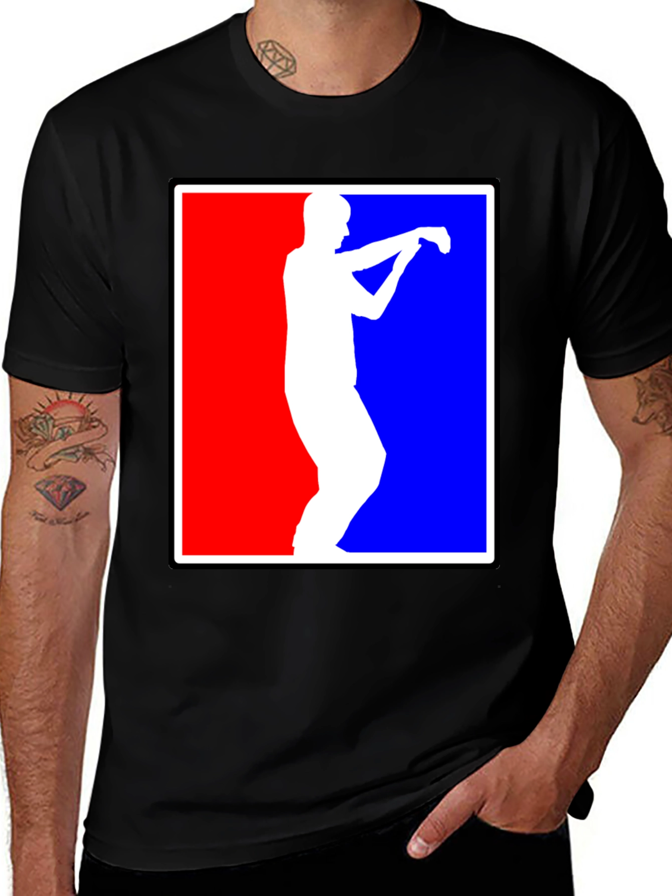 Variant 18 of Retro Boxer Tee - Red White & Blue Boxing T-Shirt