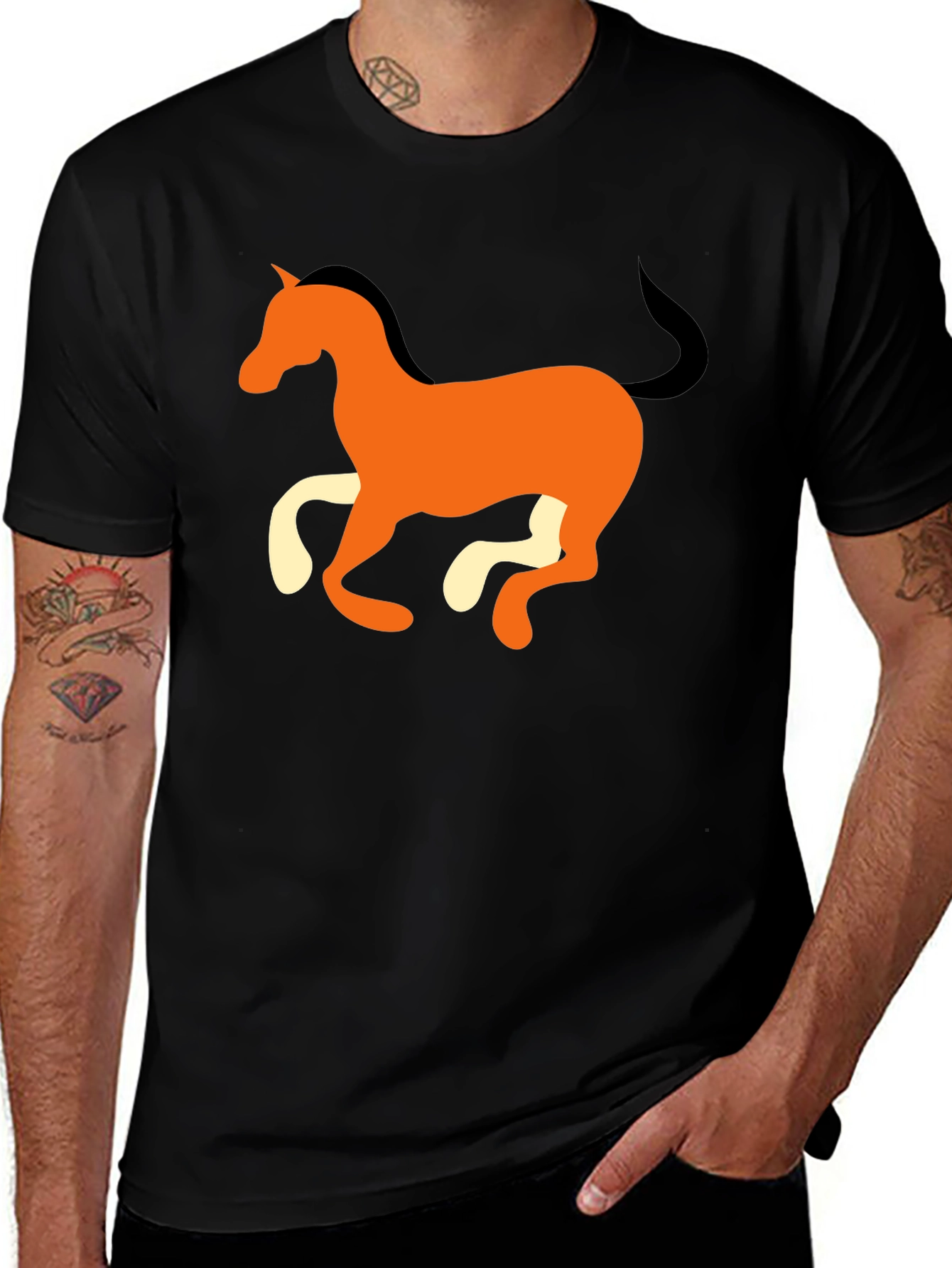 Variant 23 of Horse Graphic Black T-Shirt