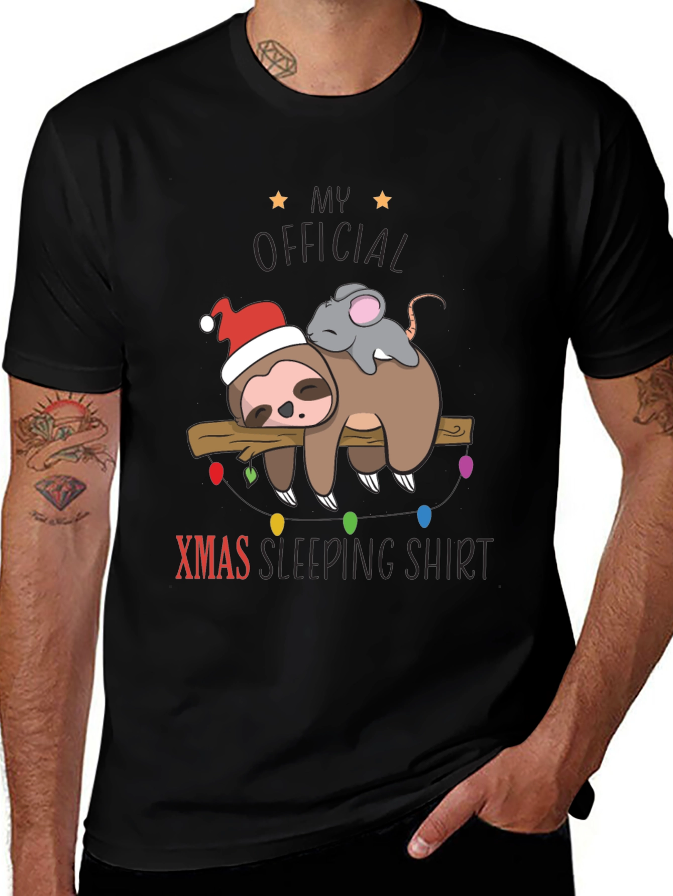 Variant 25 of Funny Sloth Xmas Sleeping Shirt