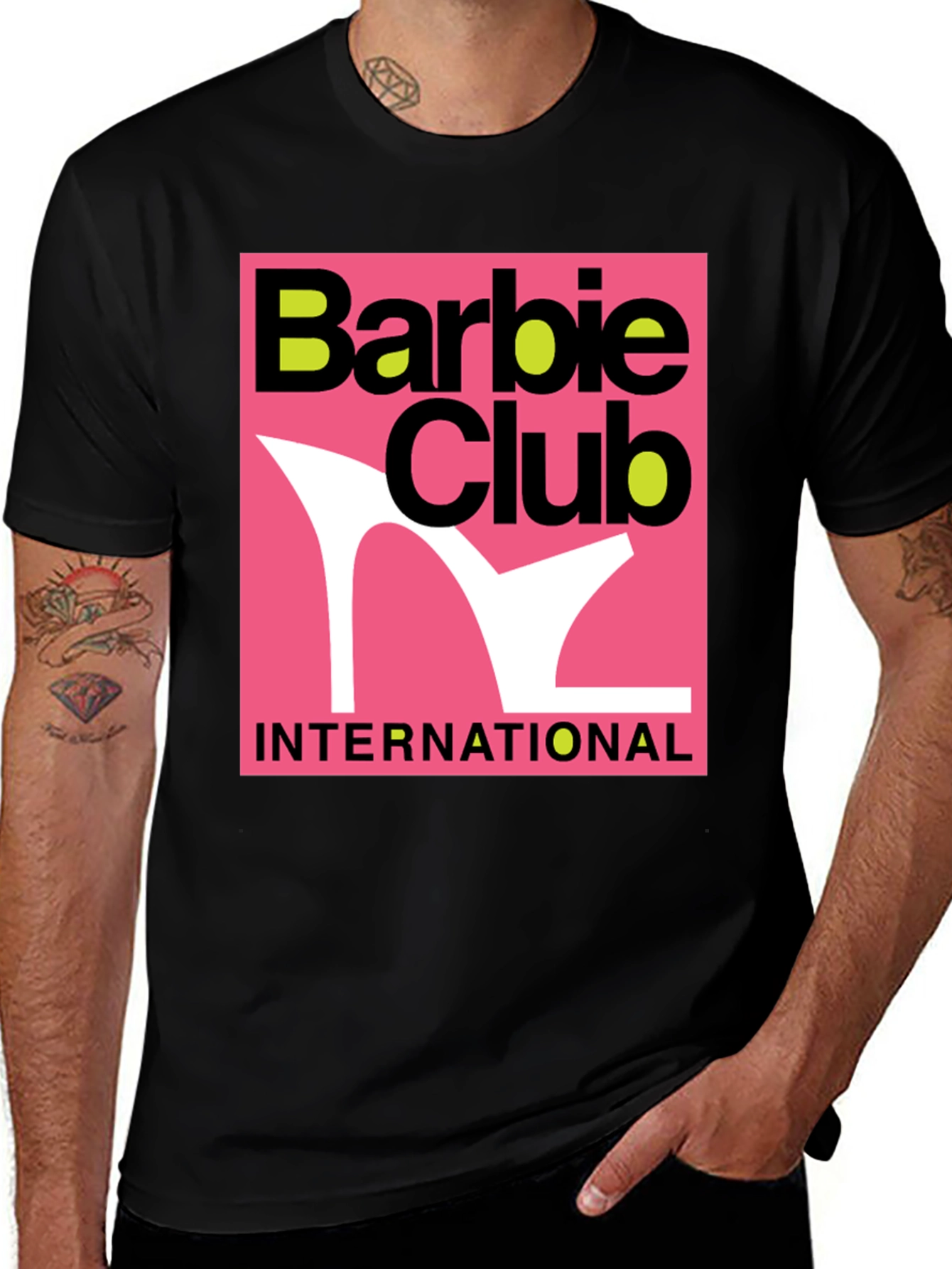Barbie Club International Graphic Tee - Black Cotton
