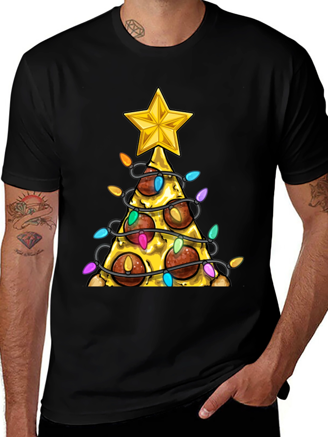 Variant 3 of Novelty Pizza Christmas Tree T-Shirt