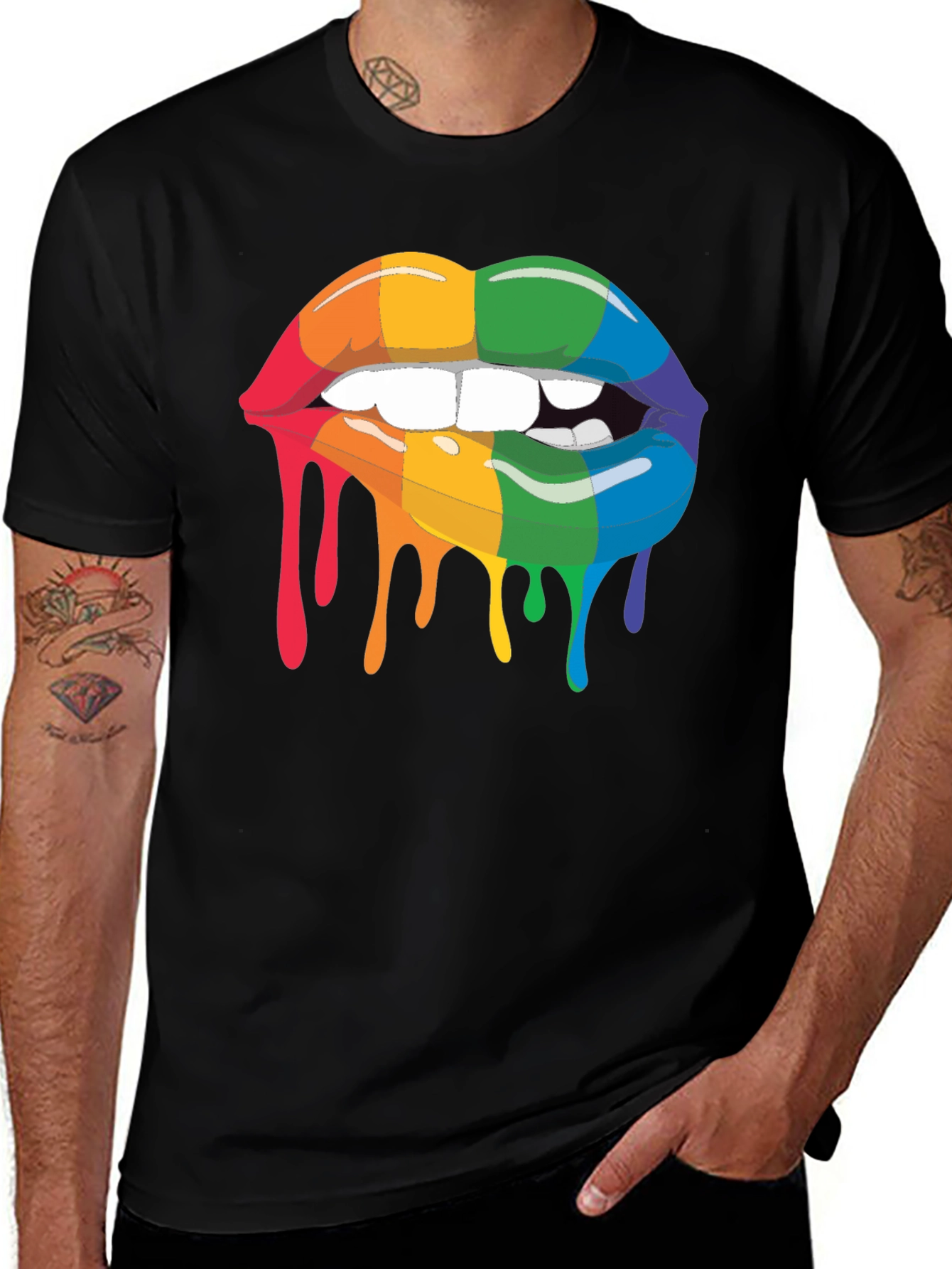 Variant 16 of Rainbow Lips Graphic T-Shirt - Pride Fashion