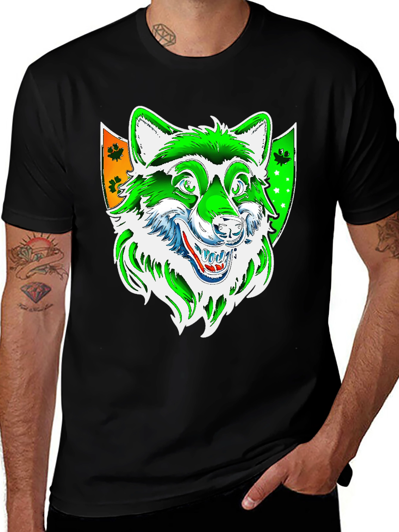 Variant 6 of Wolf Graphic Tee - Black Cotton Blend Shirt