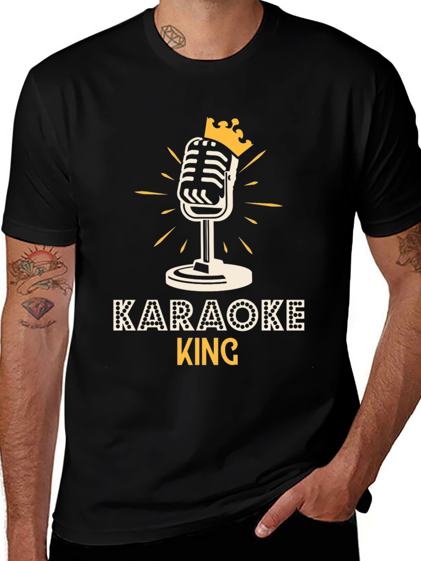 Variant 25 of Karaoke King T-Shirt: Microphone Crown Graphic Tee