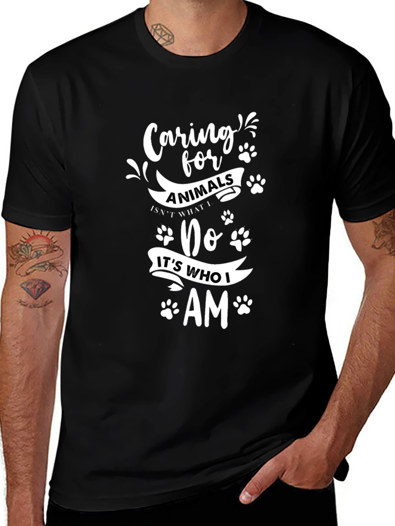 Variant 27 of Caring for Animals Graphic T-Shirt - Black