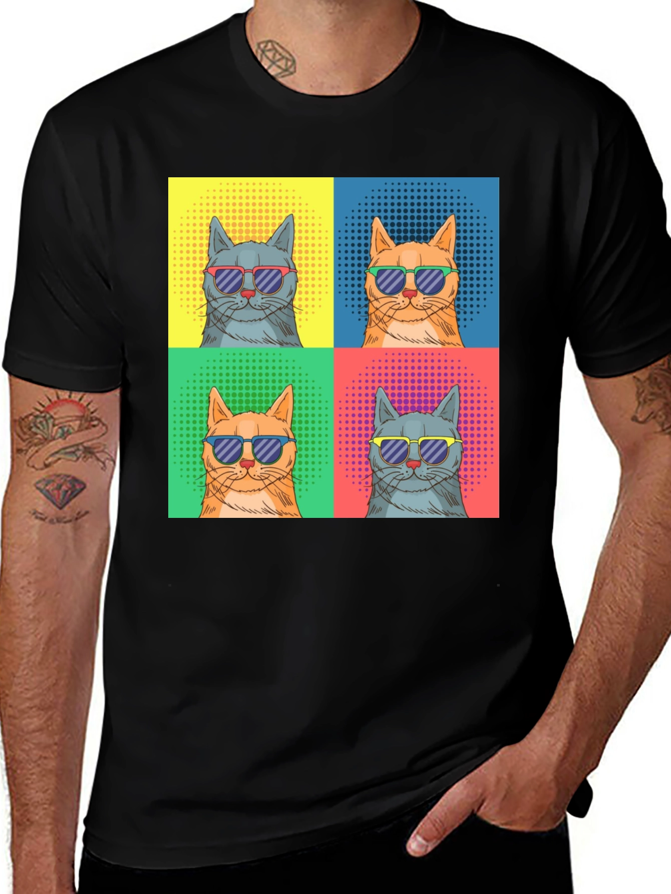 Variant 27 of Cool Cats Graphic Tee - Retro Pop Art Style
