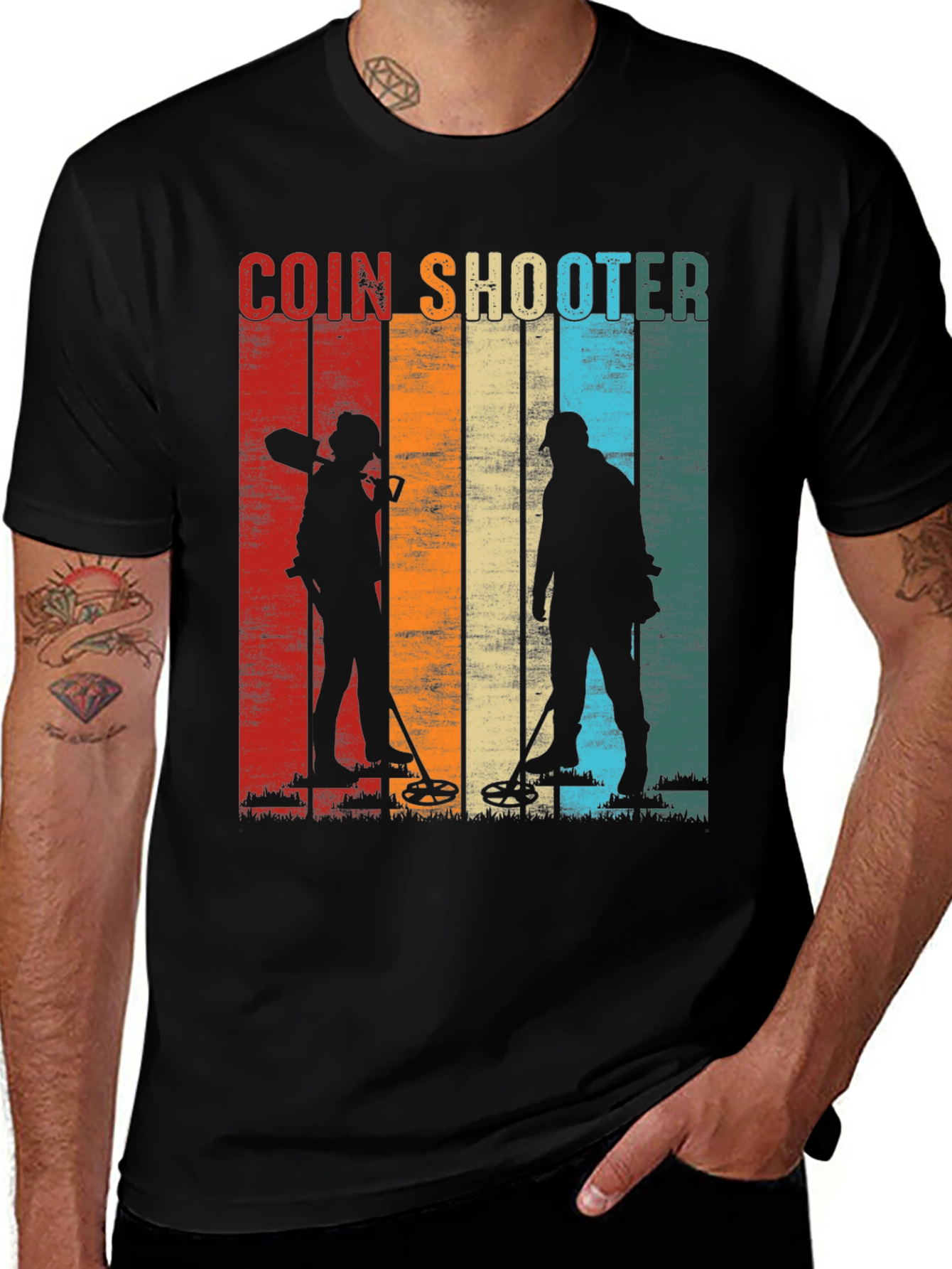 Variant 4 of Coin Shooter Retro Metal Detecting T-Shirt