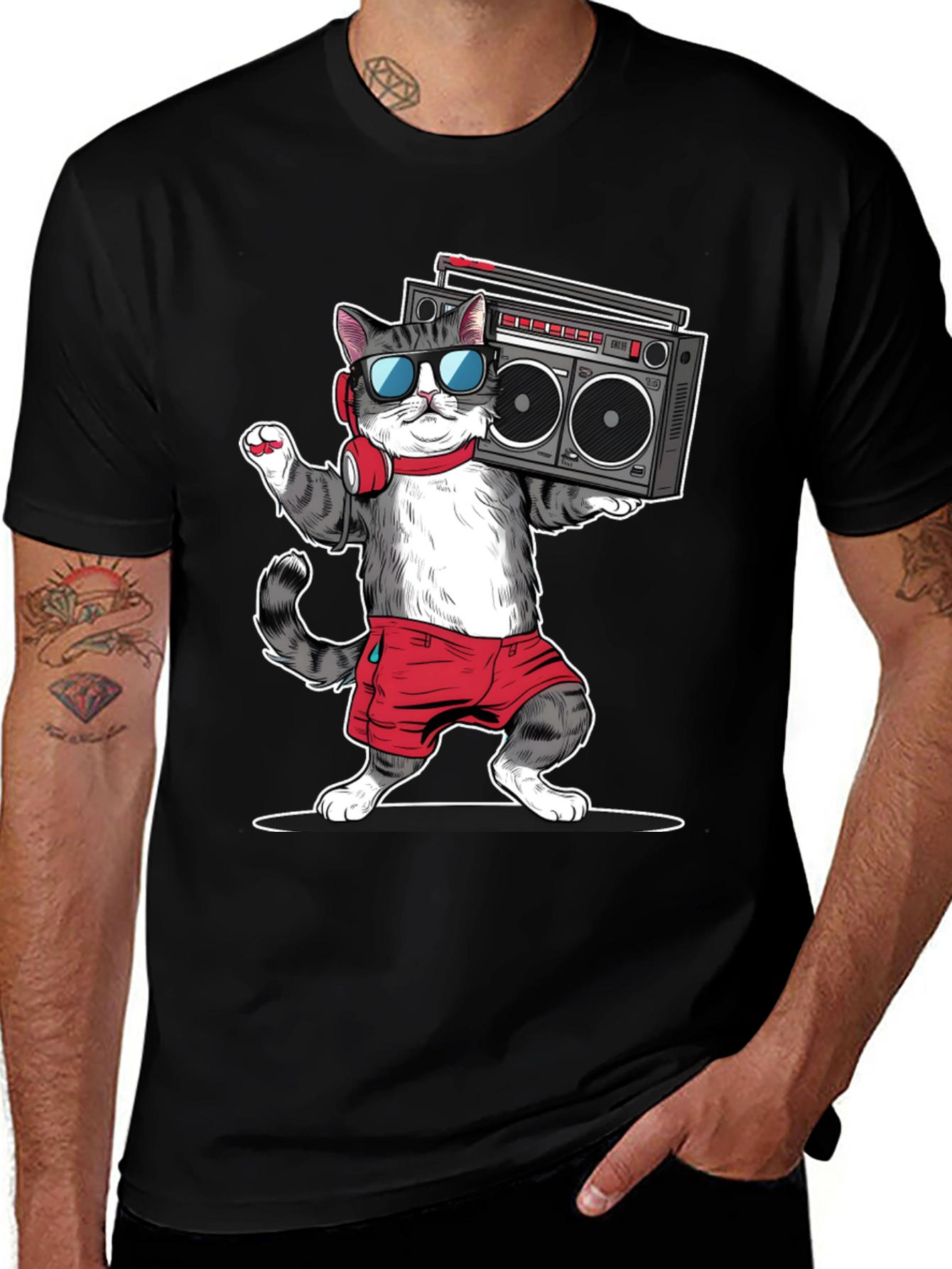 Variant 5 of Cool Cat Boombox Graphic Tee