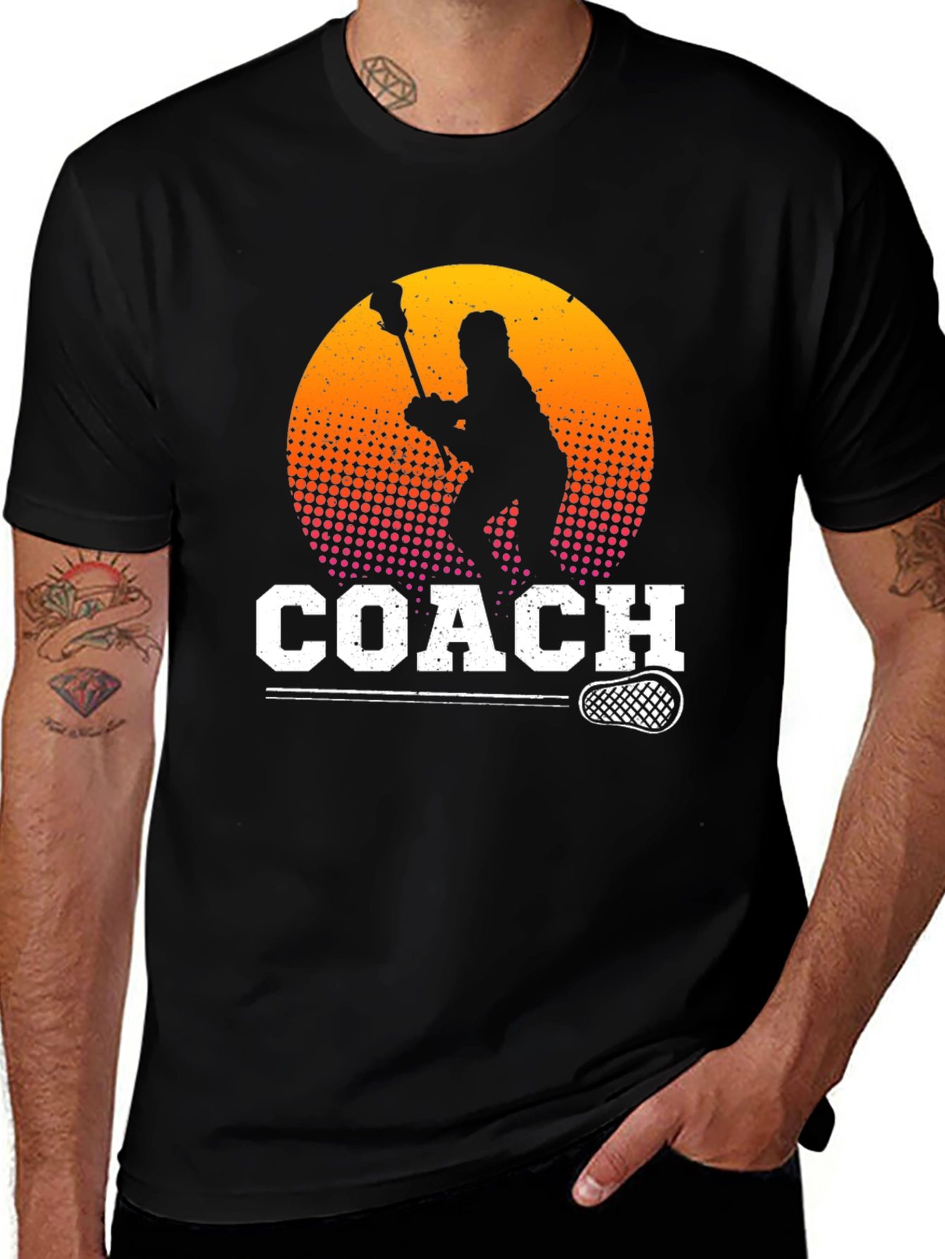 Lacrosse Coach T-Shirt - Vintage Style Black Tee