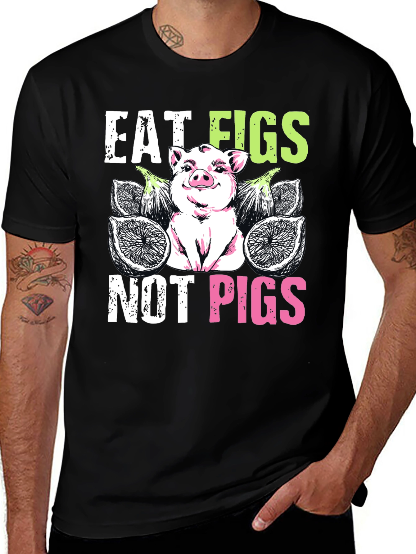 Variant 30 of Eat Figs Not Pigs Vegan Graphic T-Shirt