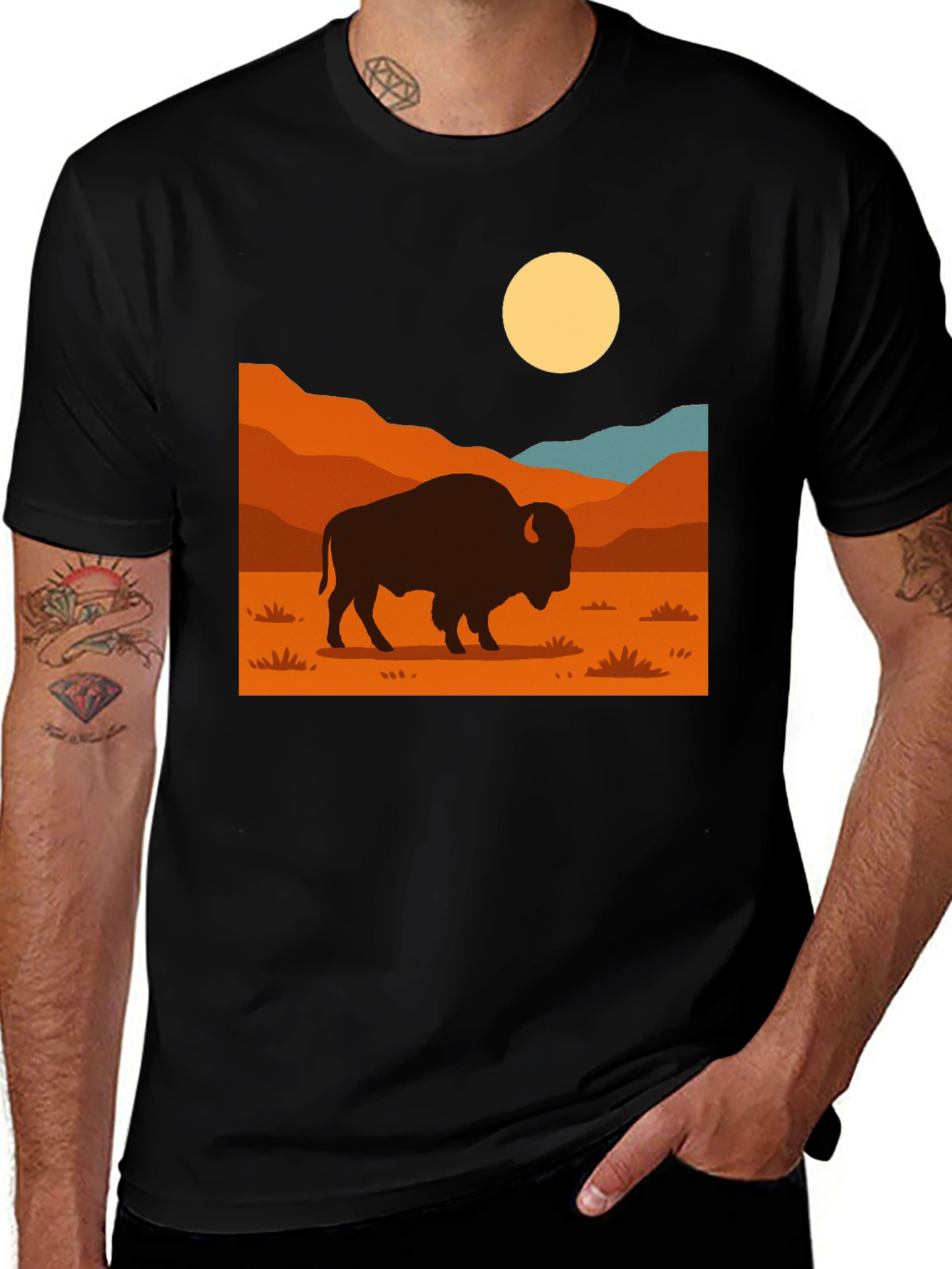 Variant 7 of Bison Graphic Tee - Western Style