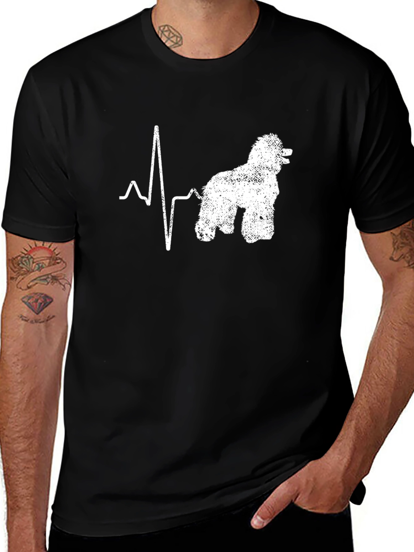 Variant 21 of Dog Heartbeat T-Shirt - Black Cotton Tee
