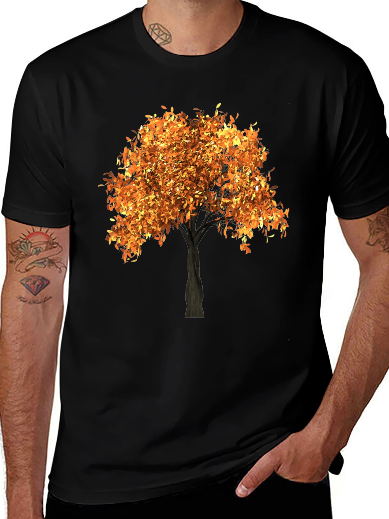 Variant 12 of Autumn Tree Graphic Black T-Shirt