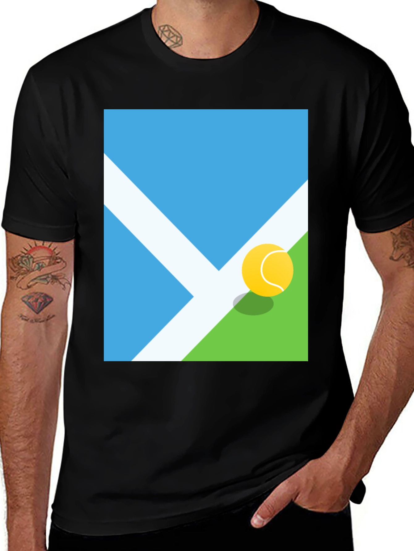 Variant 14 of Tennis Court Graphic Tee - Modern Sportswear