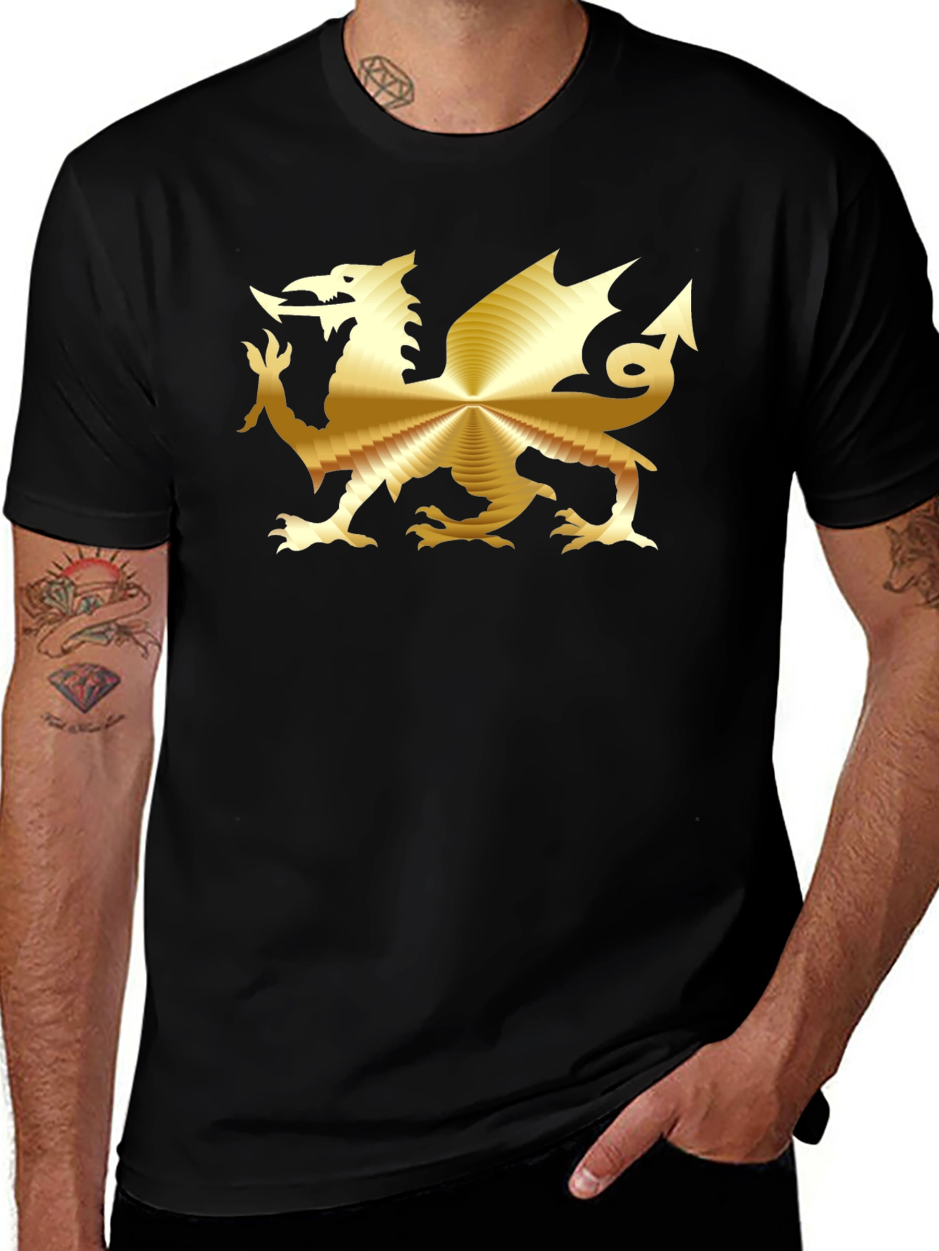 Variant 19 of Golden Dragon Graphic Tee - Black Cotton T-Shirt