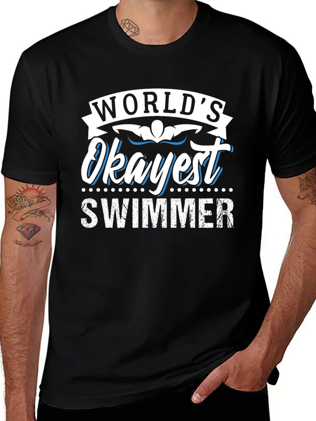 Variant 18 of World's Okayest Swimmer T-Shirt Funny Swimming Tee
