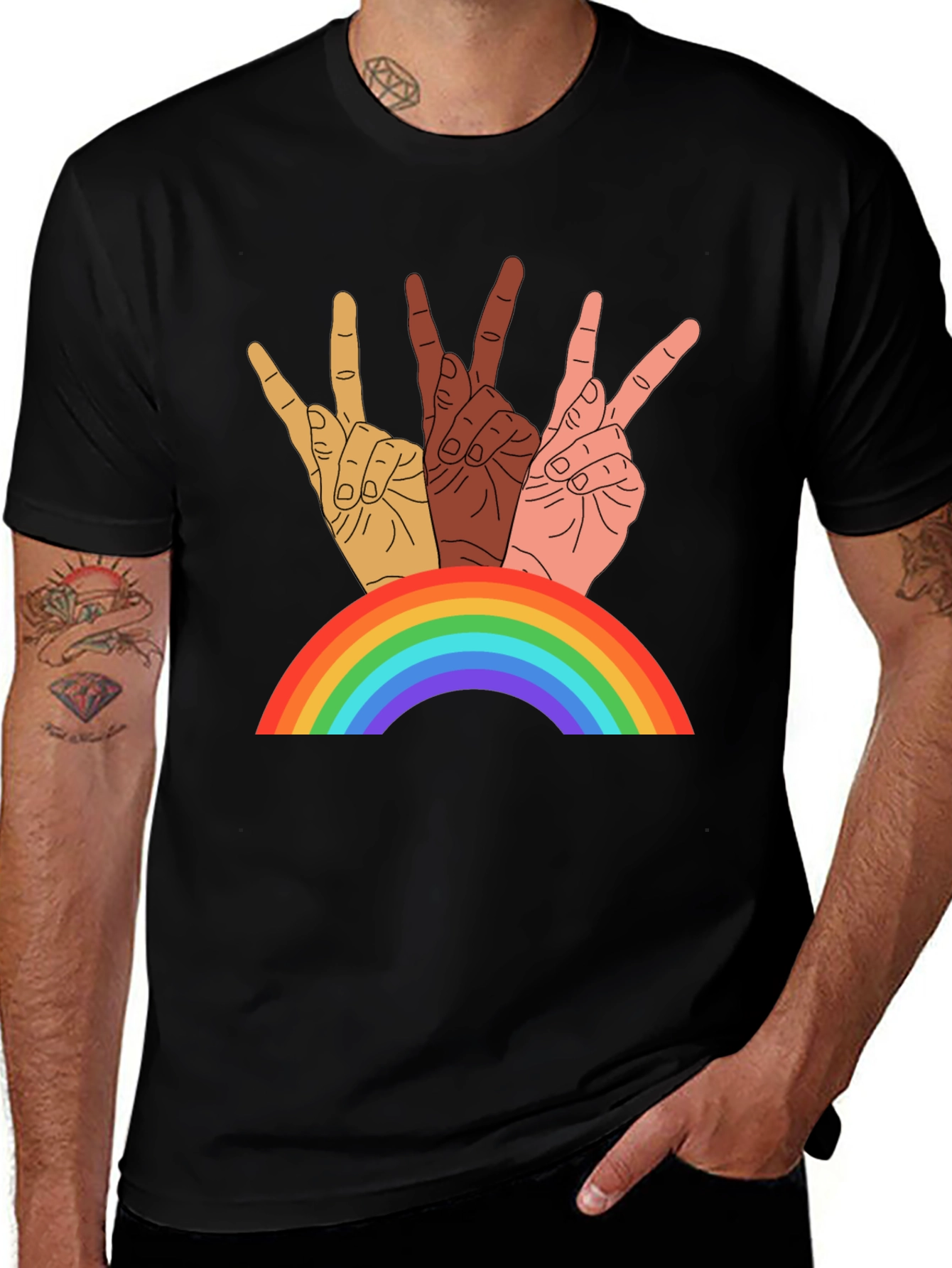 Diversity Peace Sign Rainbow T-Shirt