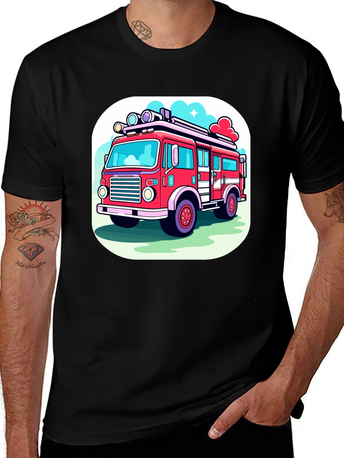 Variant 19 of Fire Truck Graphic Tee - Cartoon Style