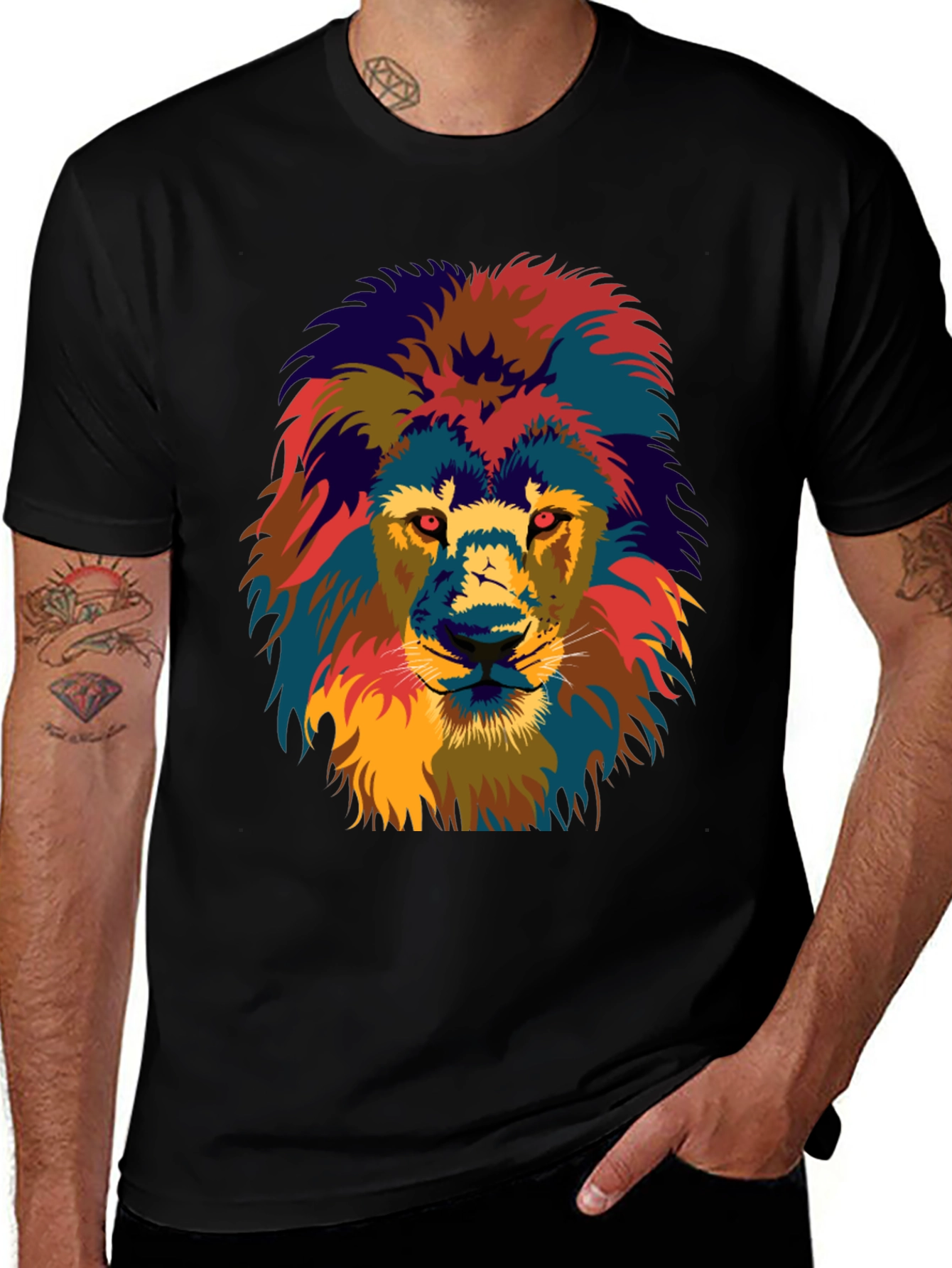 Variant 20 of Vibrant Lion Graphic Tee - Bold Animal Print