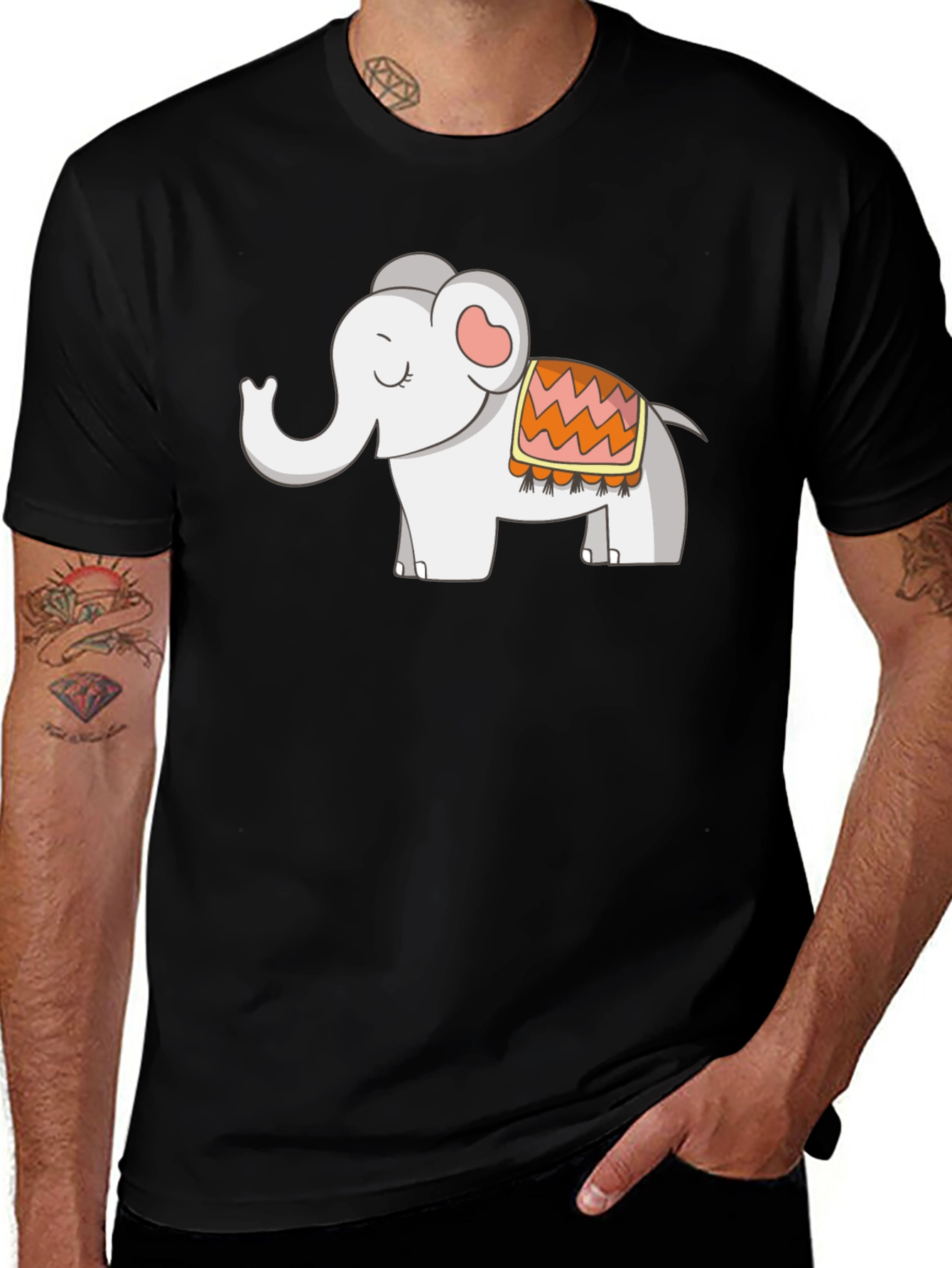 Variant 28 of Cute Elephant Graphic Tee - Black