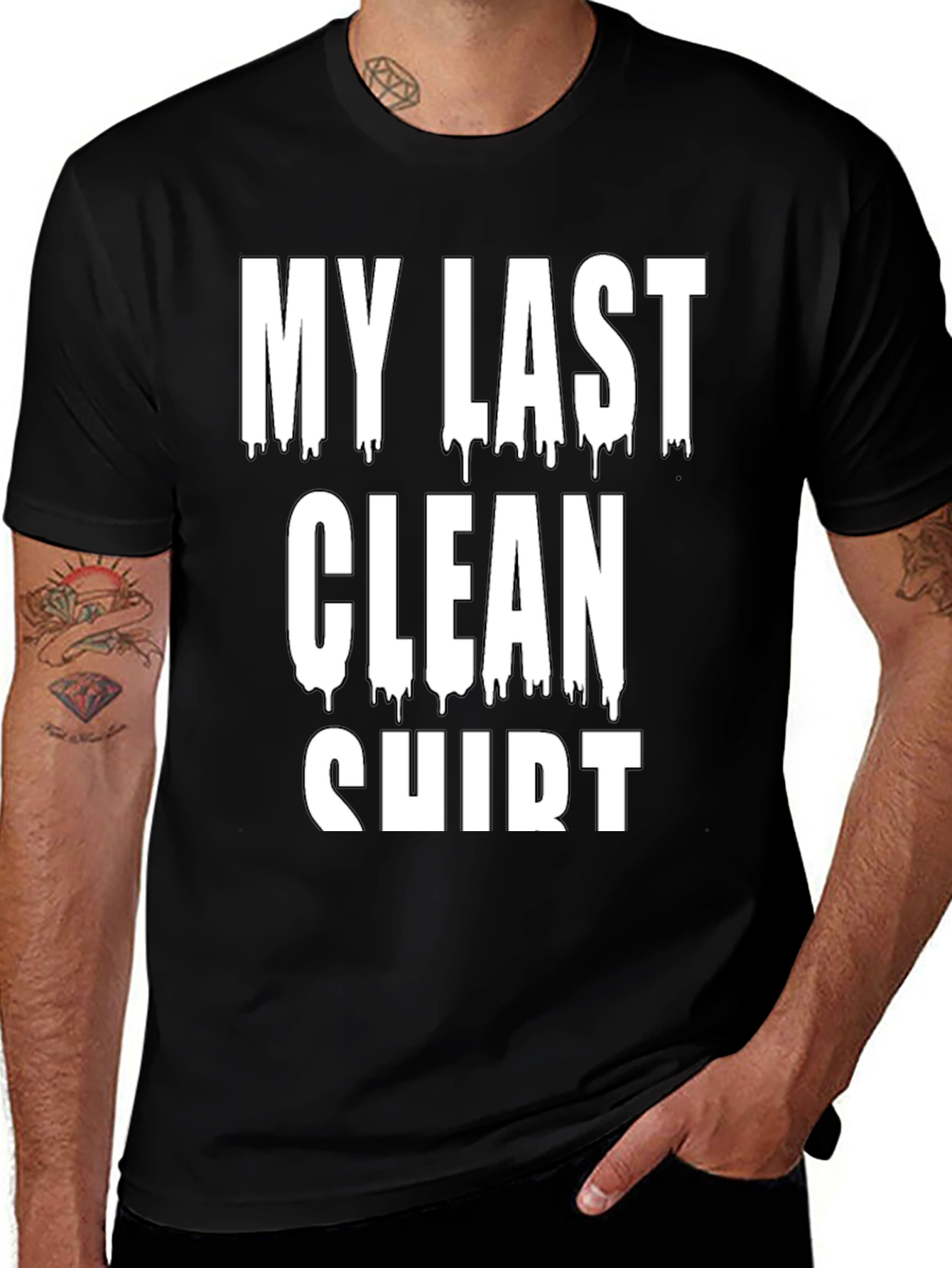 Variant 17 of My Last Clean Shirt Graphic Tee - Black Cotton