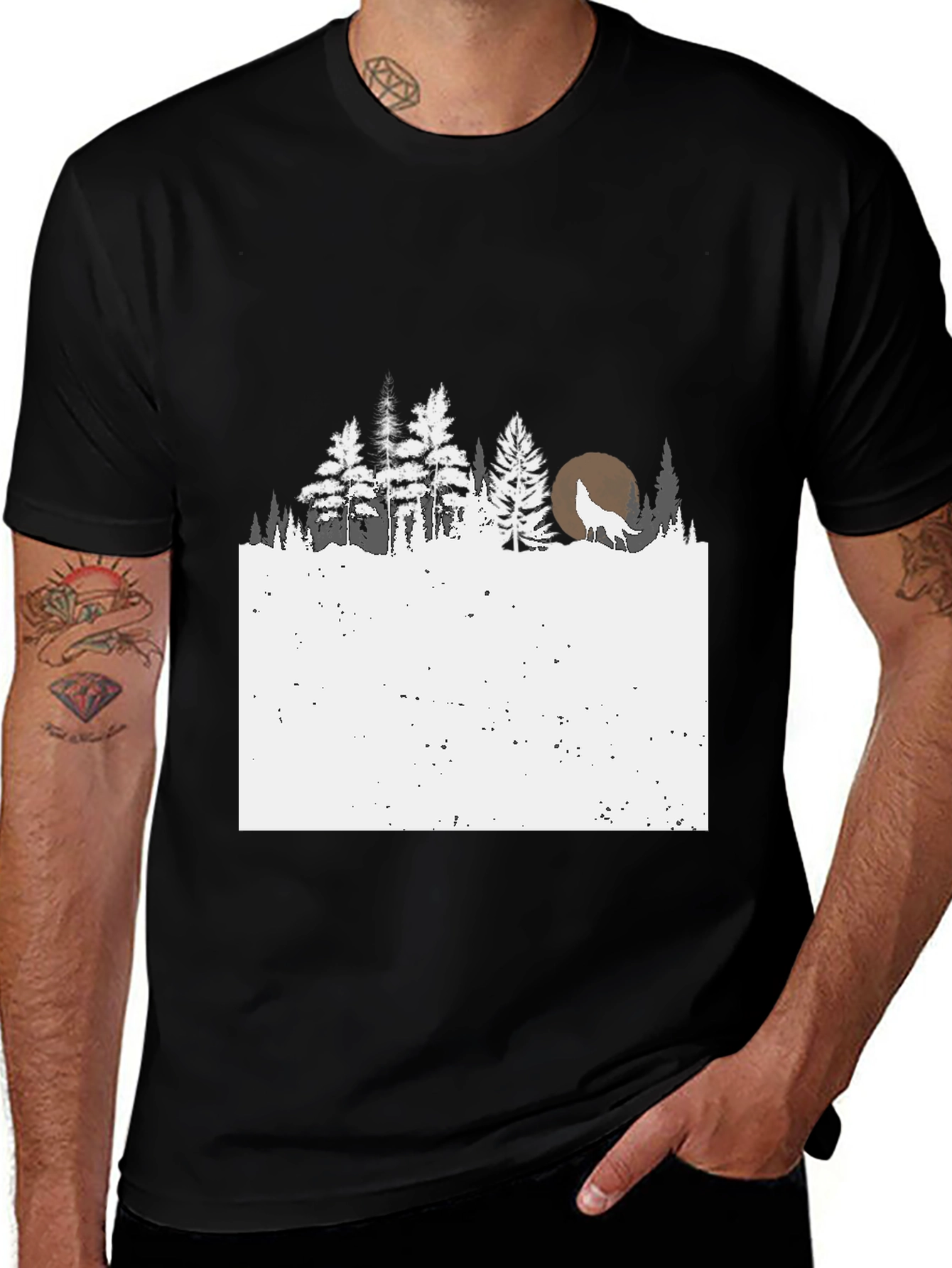 Variant 17 of Wolf Moon Forest Graphic Tee - Nature Lover Shirt